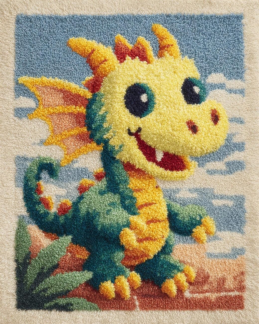 AMBATTERY Latch Hook Kits Carpet Fantasy Dragon 85x115cm