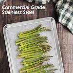 Leonyo 17x13IN Feuilles de cuisson en acier inoxydable 2, Demi-cookies pour la cuisson, 1IN Grille-pain en métal profond Plateau de four, lave-vaisselle Four sans danger