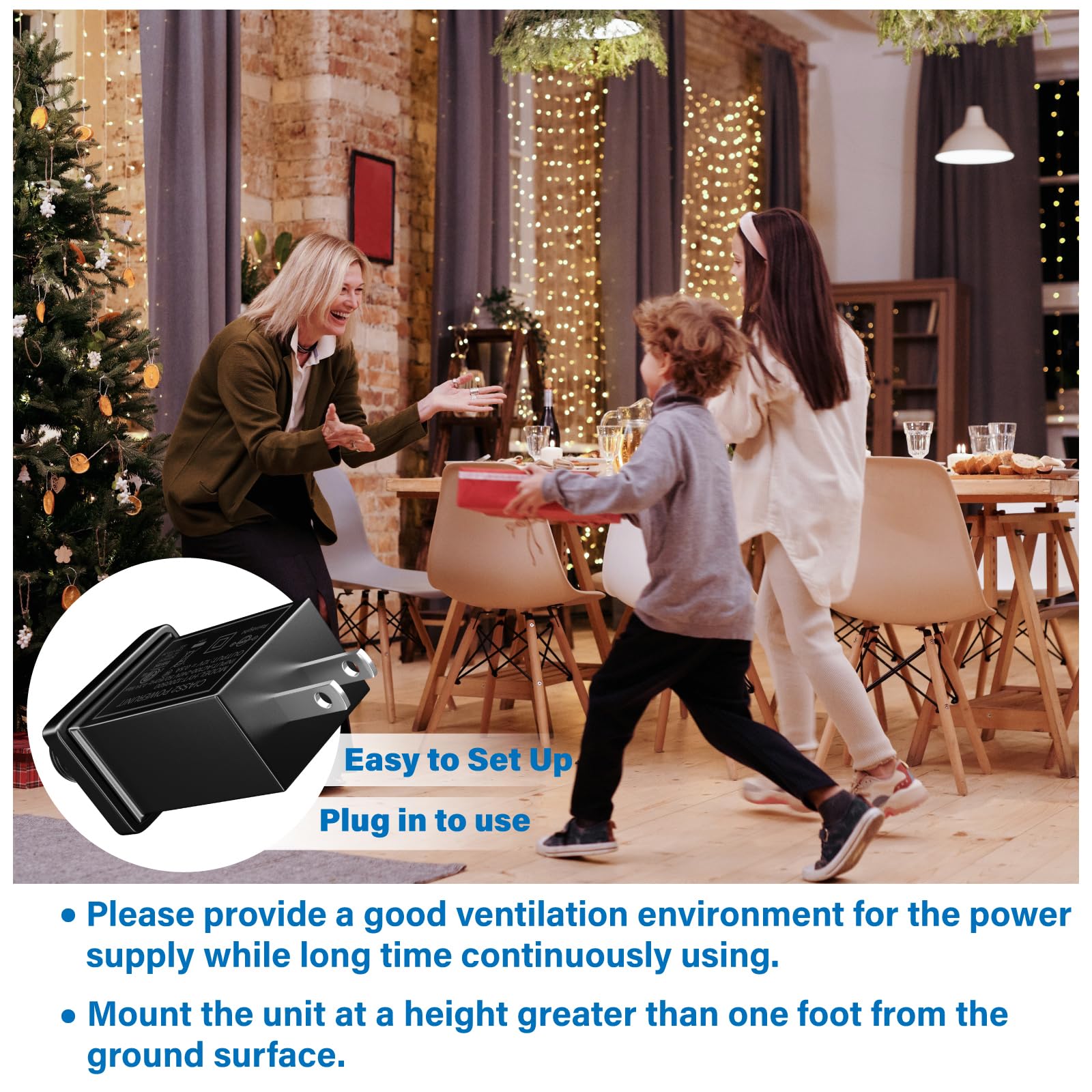 12V 0.5A Class 2 Power Supply – UL Listed LED Transformer, IP44 Rainproof, For Christmas Trees, String Lights, Inflatables (6W)
