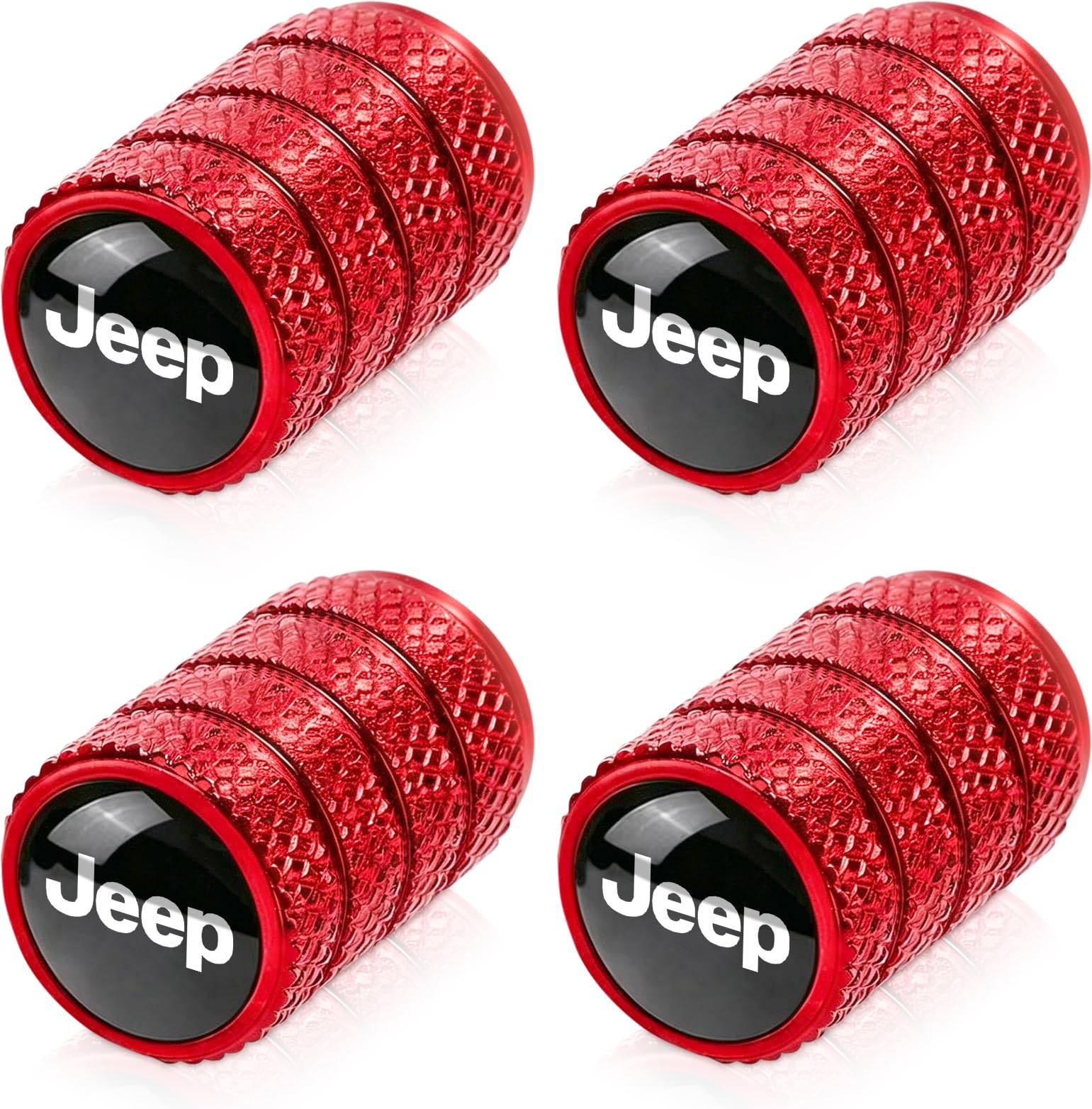 4pcs Tire Valve Stem Caps, Compatible with Jeep Series Stem Cap Universal Car Air Cover Car Accessories for Cars, SUV, Truck, Motorcycles Red