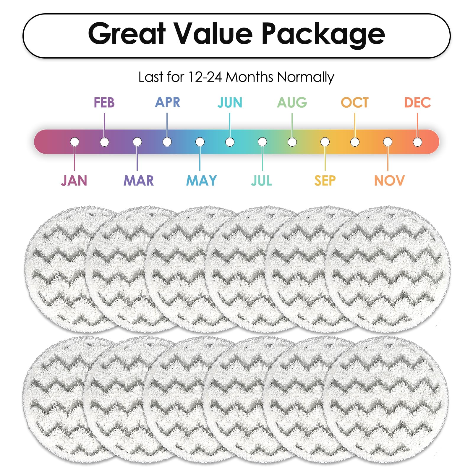 Paquete de 12 almohadillas de repuesto 3897A compatibles con Bissell SpinWave SmartSteam Mopa de vapor 3897A 3712C 3712W, almohadillas de fregona giratorias, almohadillas de fregona resistentes