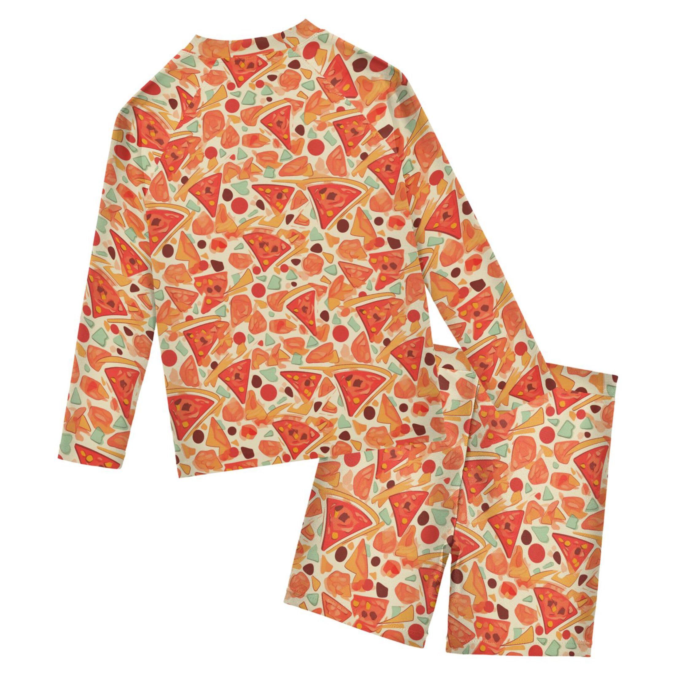 Pizza Food Toddler and Baby Boys' 2-Piece Swimsuit Trunk, Long Sleeve Rashguard Bathing Suit B0402674