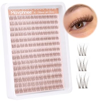 Mavphnee براون رموش مجموعات الطبيعية العنقودية رمش ملحقات 10-12 MM C-Curly رموش تمديد الأفراد 168 Pcs DIY التطبيق الذاتي رموش تمديد مجموعات للمبتدئين
