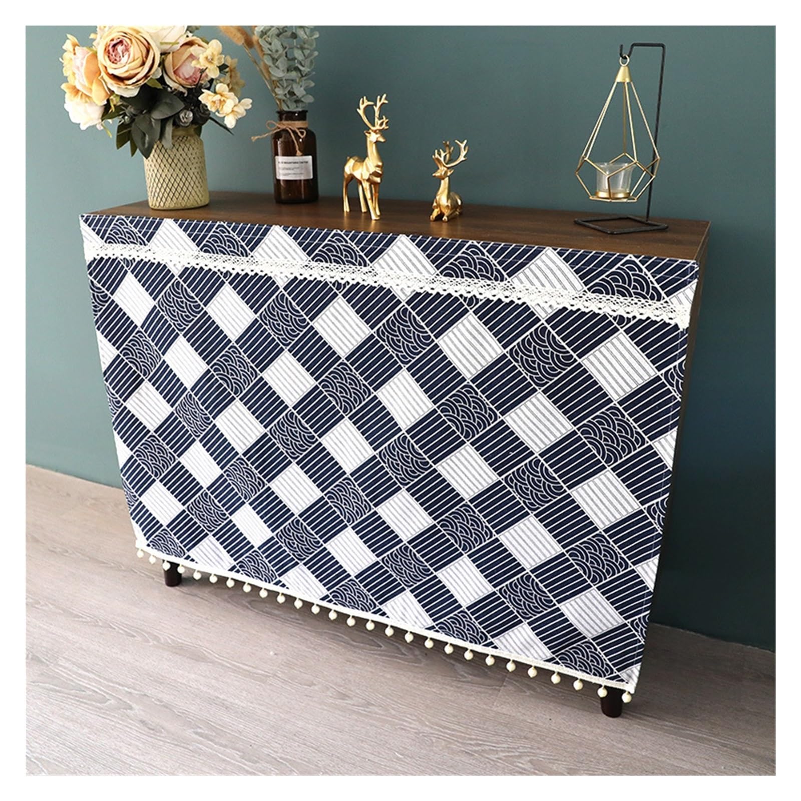 Cortinas autoadhesivas con velcro para armarios: protegen del polvo con estilo Waves Plaid