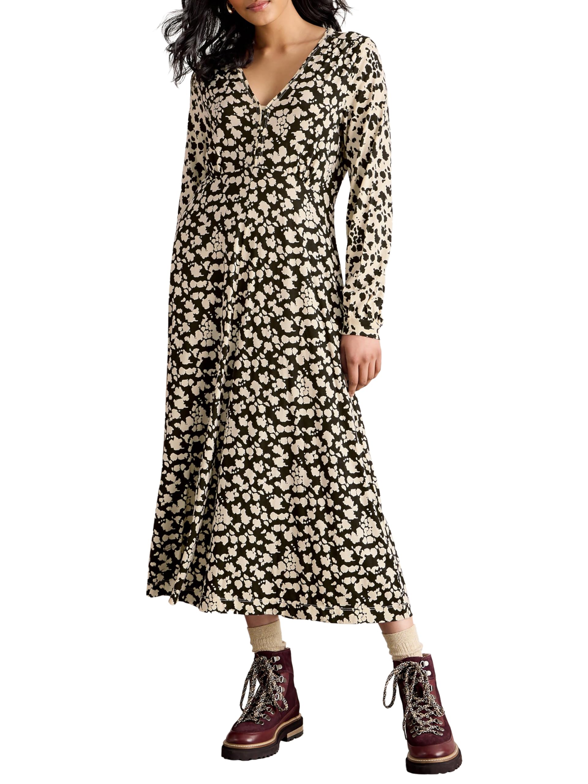 White Stuff Women's Blk Pr Megan Dress, 16