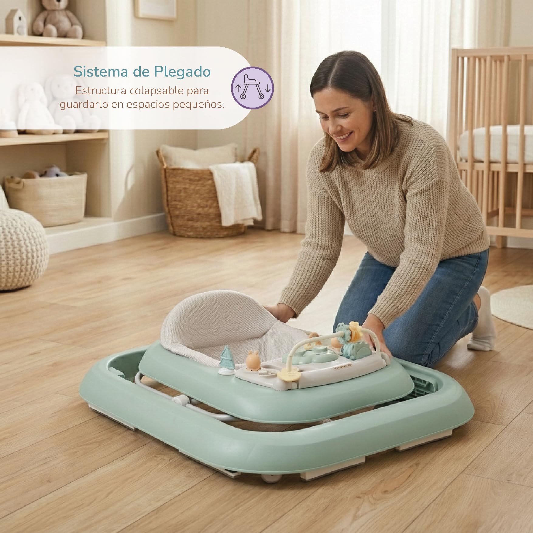 Buddy Baby Funny - Andador Bebe con Base Antivuelco - Incluye Bandeja De Sonidos Y Juegos (Verde)
