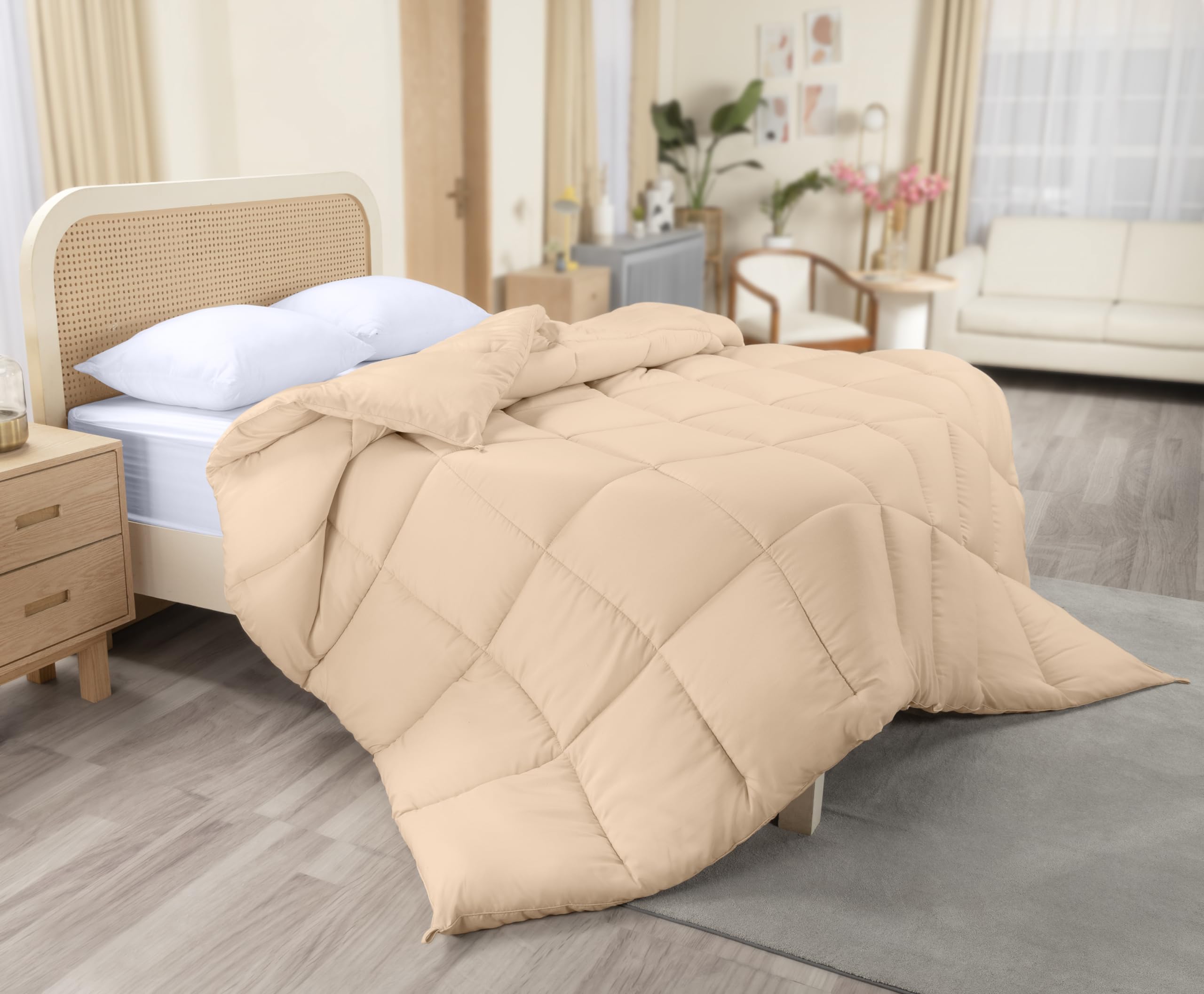 Utopia Bedding Piumone in microfibra 135 x 200 cm, con struttura ultra morbida per un comfort che dura tutto l'anno (Beige)