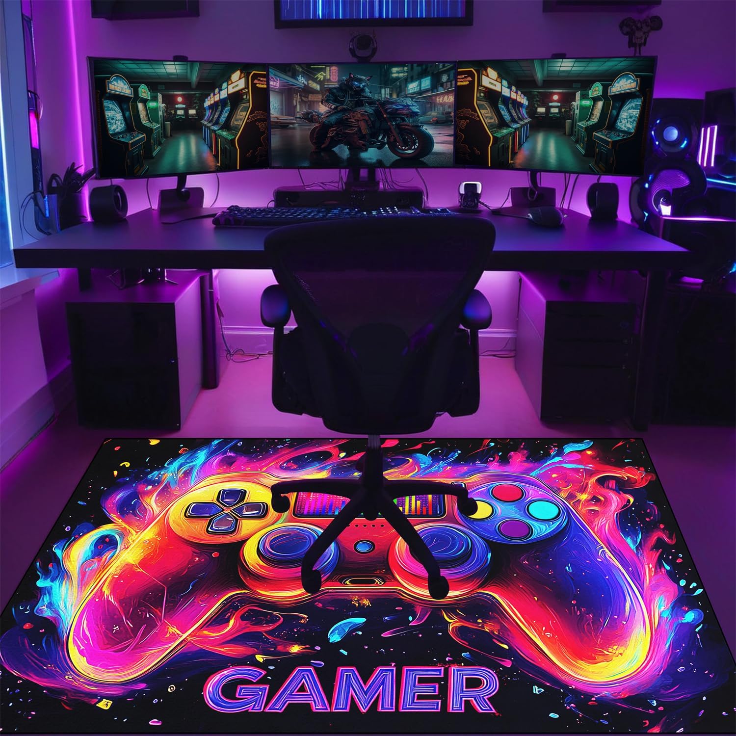 Gamer Rug for Boys Room - Gaming Rug, 3'X5' Colorful Gaming Carpet for Teens Boys Playroom, Cool Video Game Carpet for Bedroom Living Room Playroom Gameroom Decor Floor Mats - Image 2