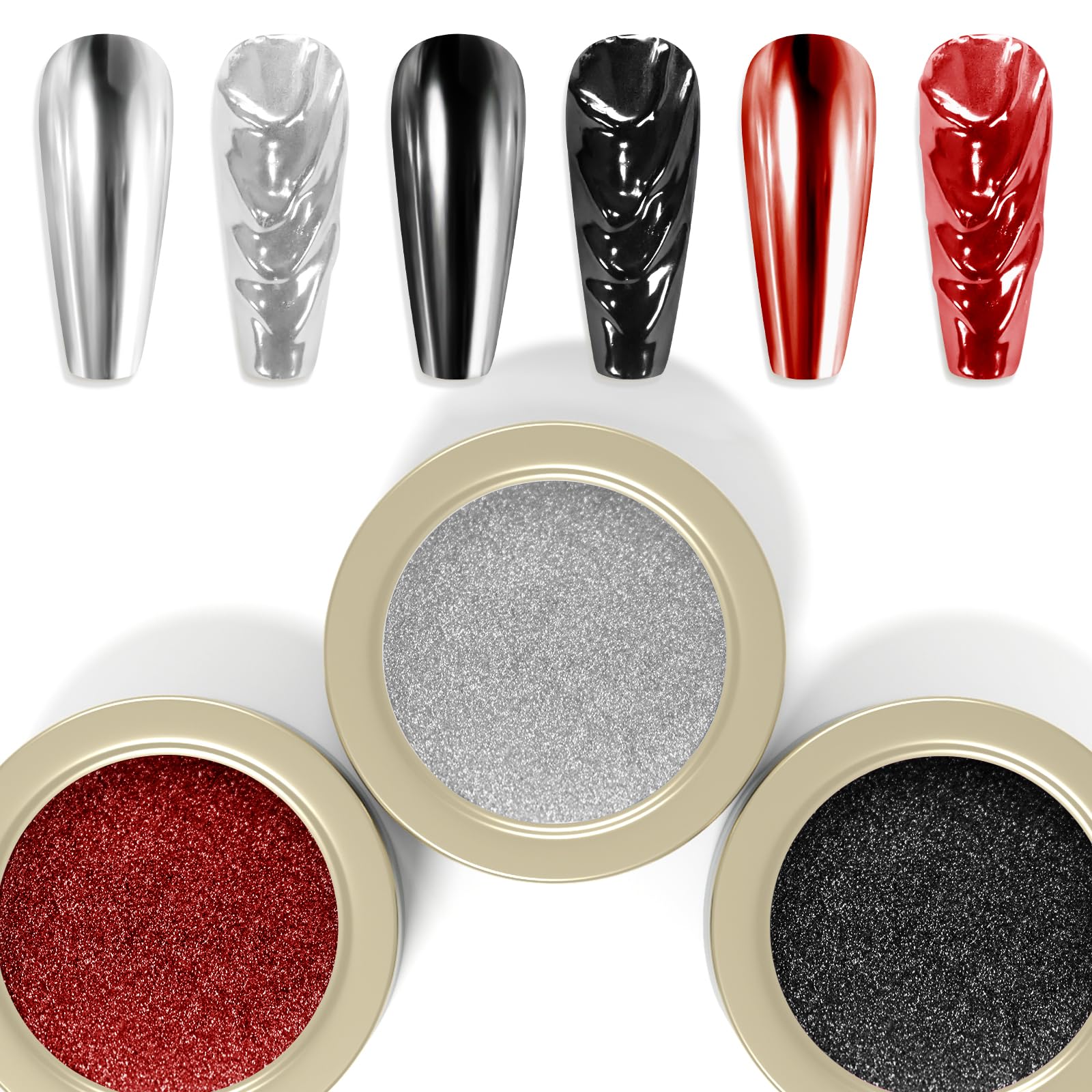Laza 3 Colors Halloween Chrome Nail Powder Mirror Effect Dust Glitter