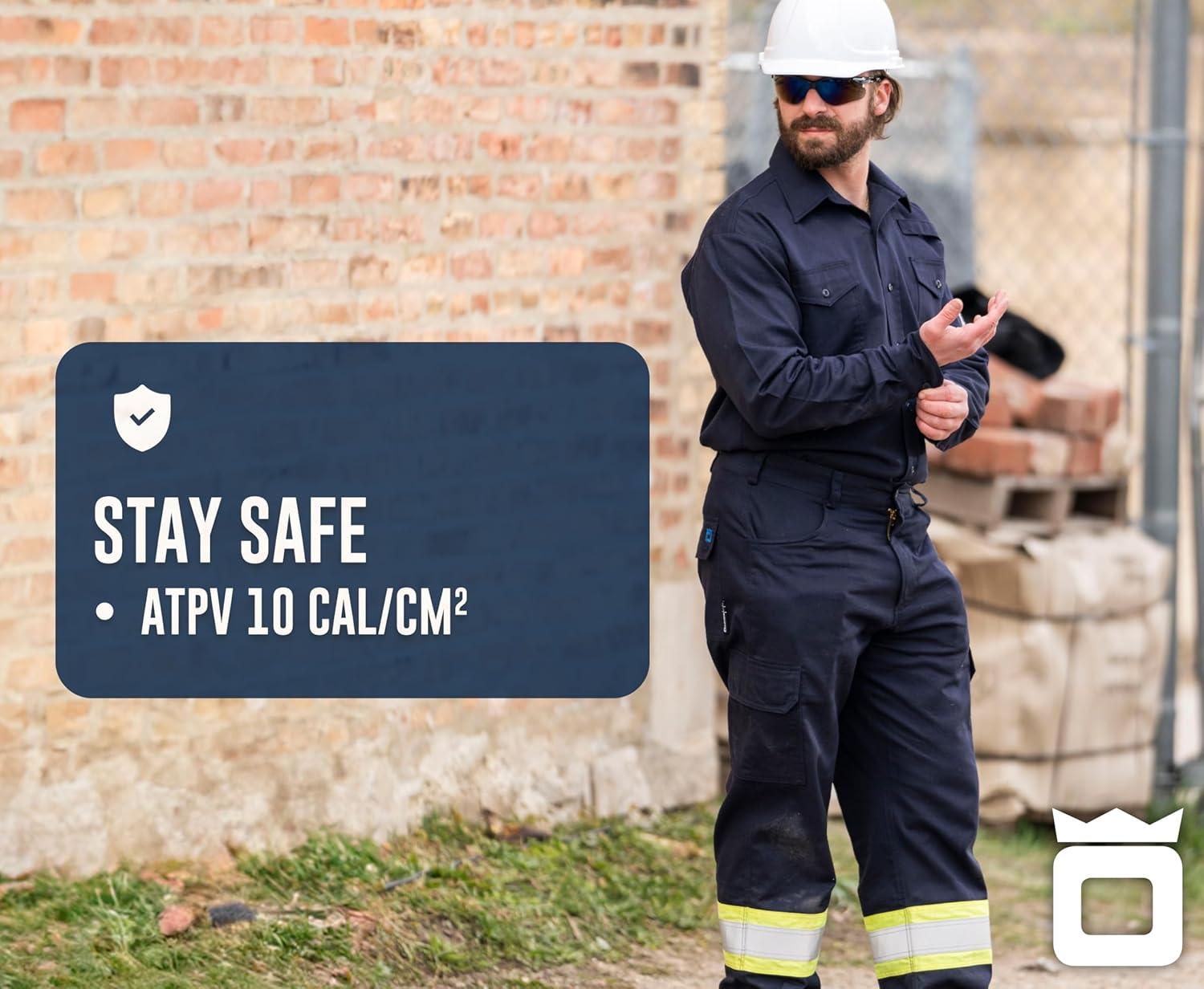 Oberon FR Arc Rated Button-Up Safety Shirt For Men - Flame Resistant Cotton - 10 Cal - Class 3 - Navy - Image 3