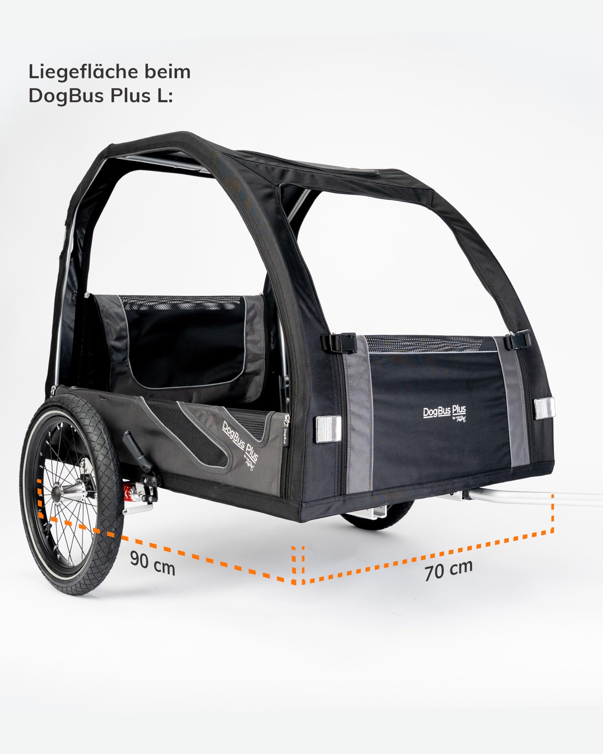 TrendPet DogBus Plus L - Gefederter Aluminium Fahrradanhänger für Hunde, Hundanhänger für große Hunde