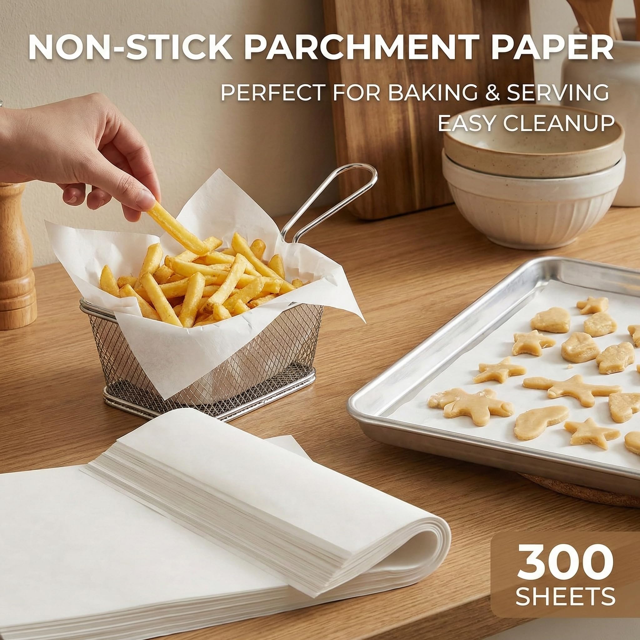 150 Fogli di Carta Oleata Bianca per Alimentari, 30x20 cm, Impermeabile e Antiolio, Ideale per Cottura, Congelamento e Conservazione del Cibo