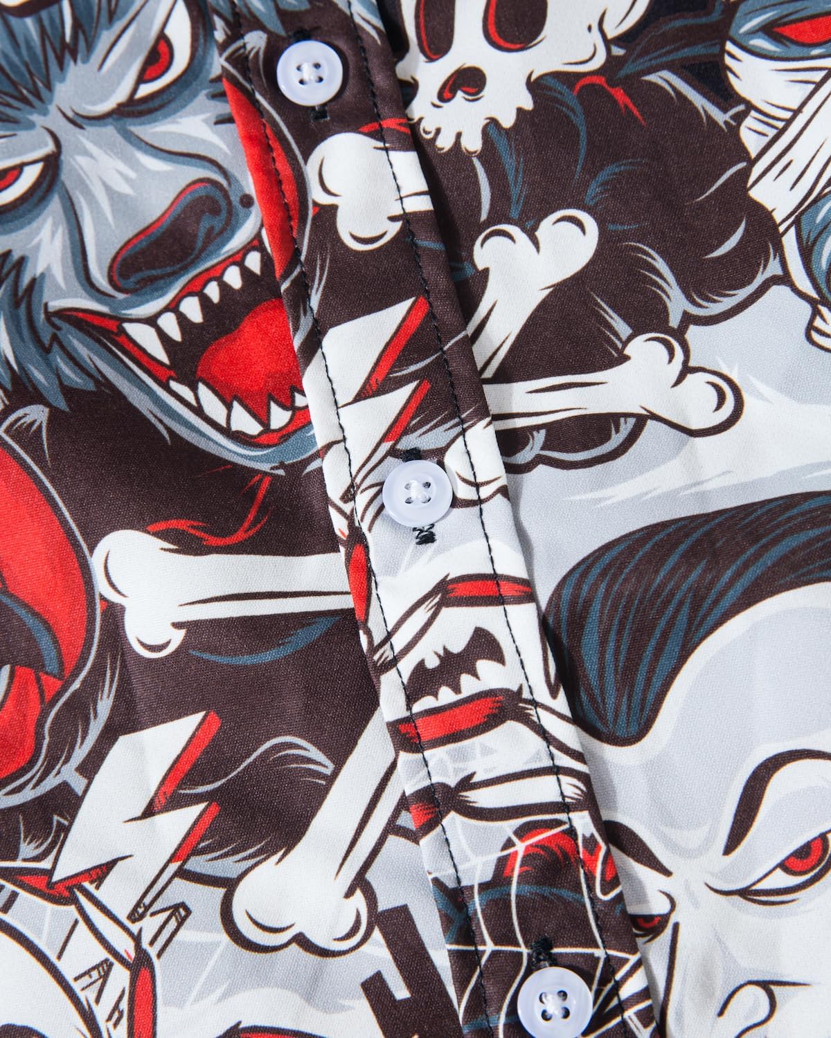 Mens Funny Halloween Shirt Ugly Pumpkin Long Sleeve Casual Button Down Shirts Adult Costume for Party - Image 5