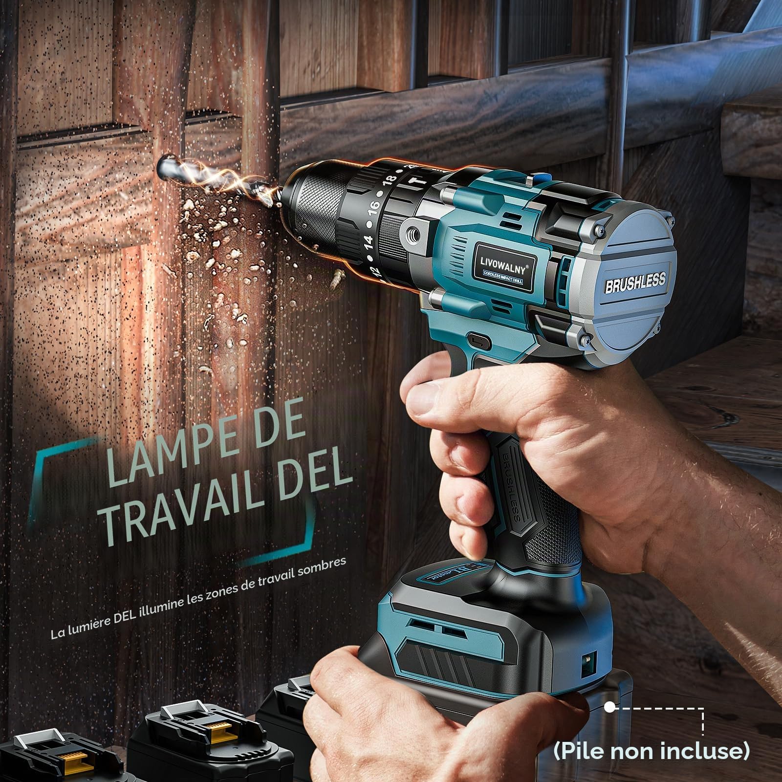 90Nm Perceuse Visseuse Sans fil Compatible avec Batteries Makita 18V