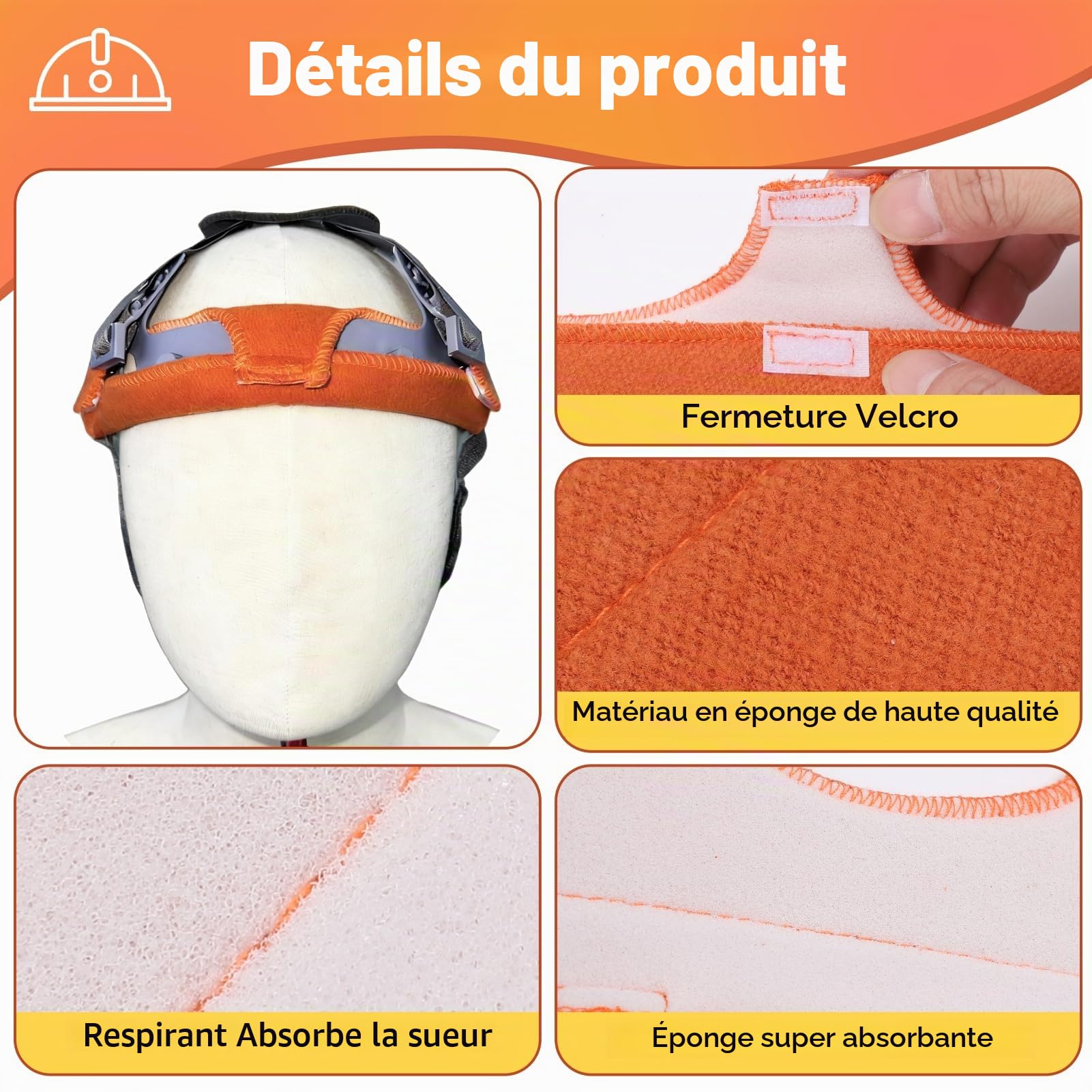 Yosoo Health Gear Lot de 20 Bandeaux de Transpiration pour Casque de Soudage, Réutilisables pour Casque de Soudage, Bandeau de Protection Lavable et Interchangeable
