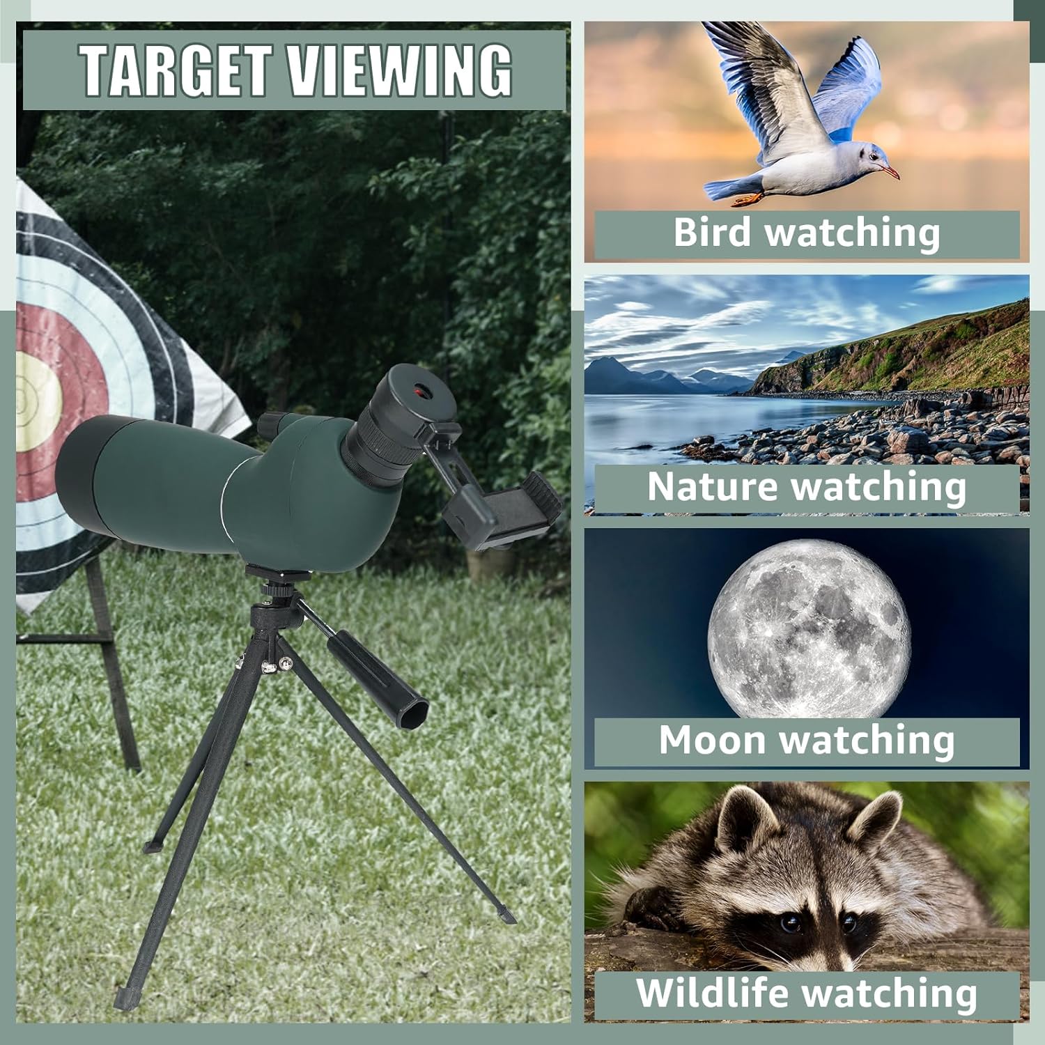 SVBONY SV28 Plus Spotting Scopes with Tripod, Angled Spotter Scope with Upgraded Phone Adapter, IP65 Waterproof Fogproof Long Range Spotting Scope for Target Shooting, Birding