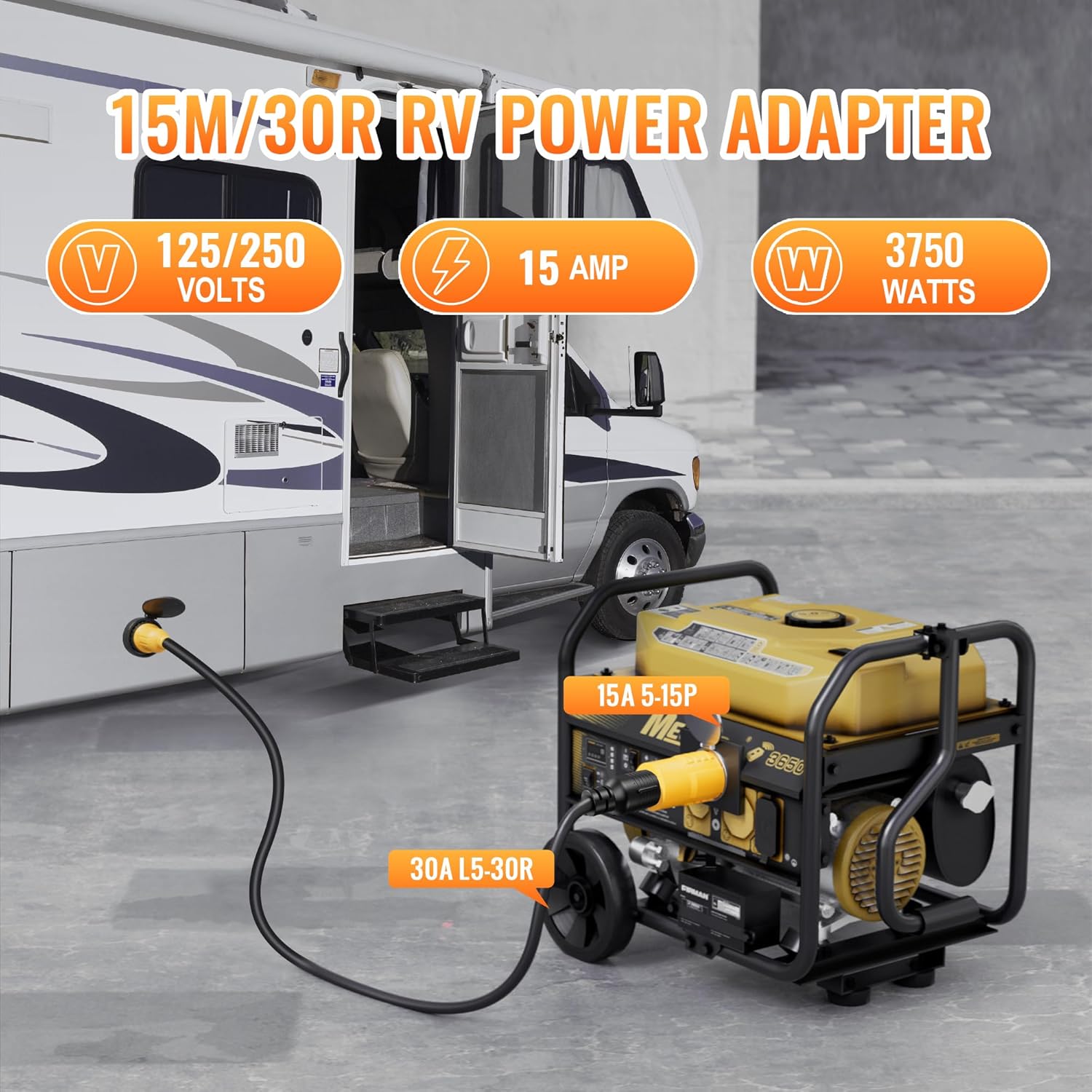 30 Amp to 15 Amp 110 RV Adapter Plug NEMA 5-15P to NEMA L5-30R Twist Locking RV Power Adapter with 50A to 30A Marine Shore Power Adapter SS2-50P to L5-30R for Boat RV Power at 50 Amp Marine Inlet