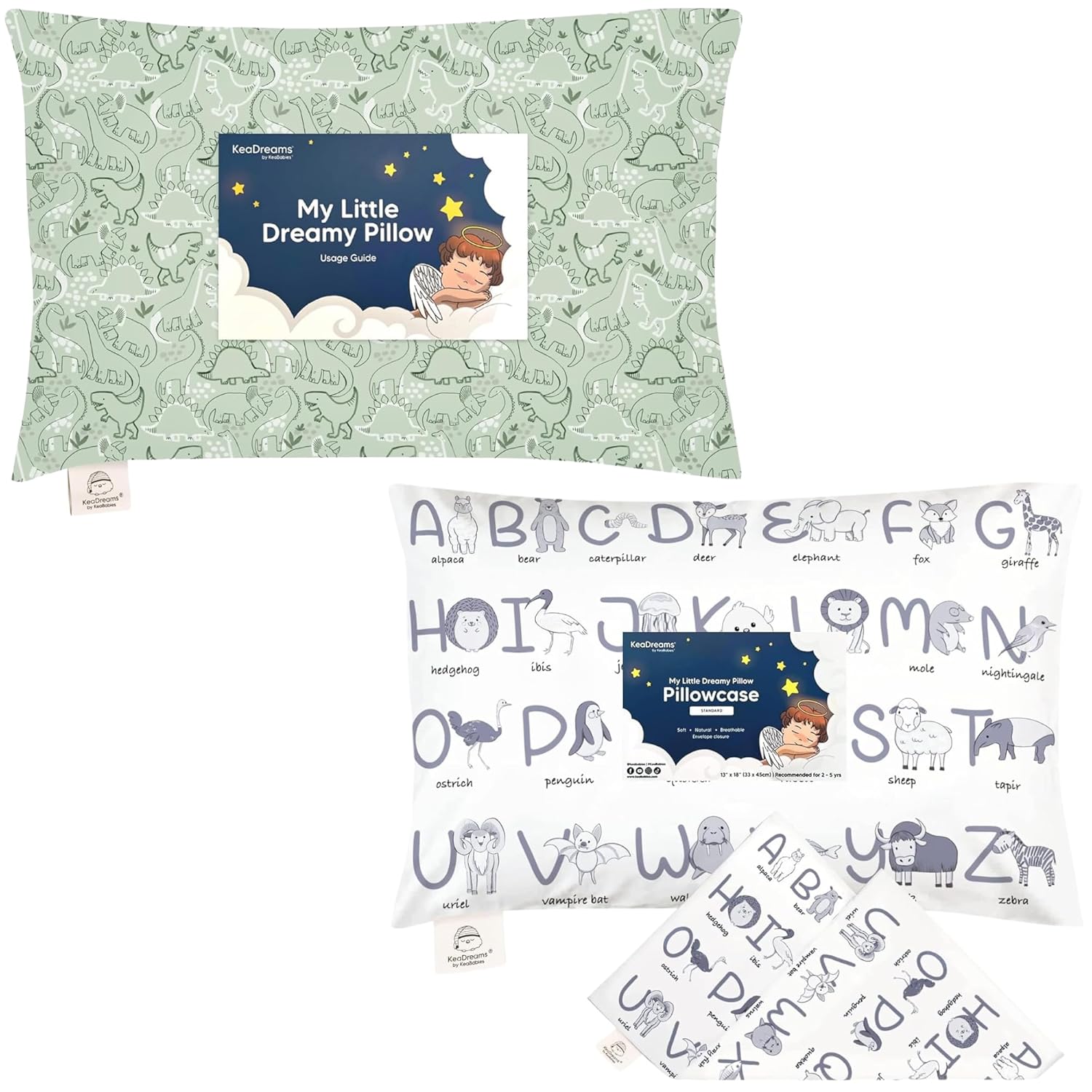 KeaBabies Toddler Pillow with Pillowcase and Toddler Pillowcase for 13X18 Pillow - 13x18 My Little Dreamy Pillow - Toddler Pillow Case for Boy, Kids - Cotton Toddler Pillows