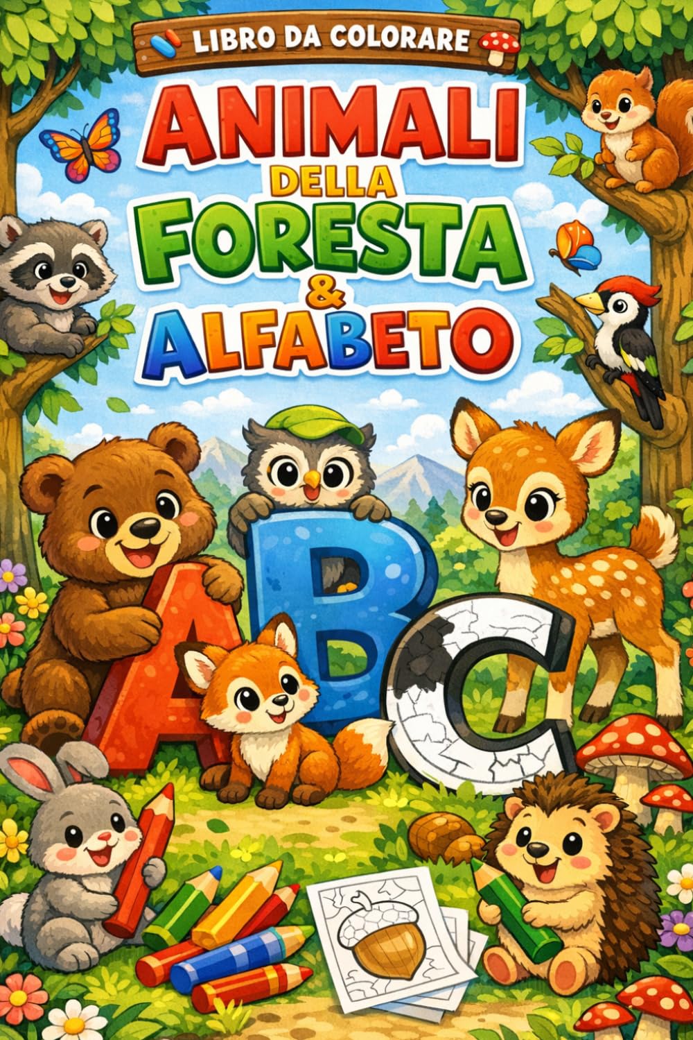 Libro da colorare alfabeto: Animali della foresta