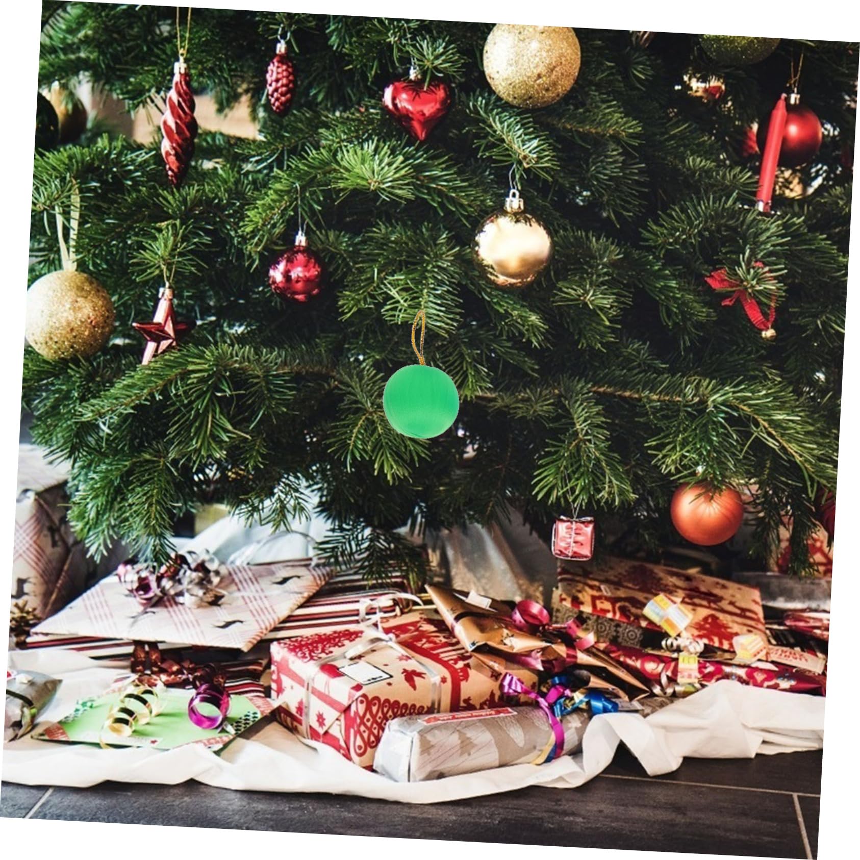 TOPBATHY 7 Ensembles Boules De Noel Lumières Féériques Décorations Perles Boules en Soie Filée Suspendues À l'arbre De Noël Boule De Noël Rideaux Lumineux Colorful Mousse 60pcs * 7
