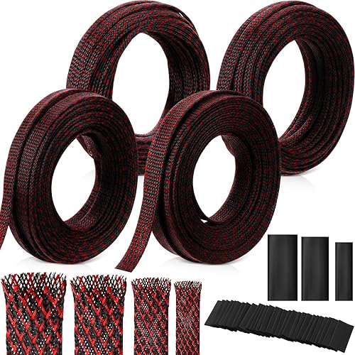 Miniatura 9 de Tatuo Funda de cable trenzada expandible de 65.6 pies, funda de alambre trenzado de varios tamaños con 120 tubos termorretráctiles para televisión