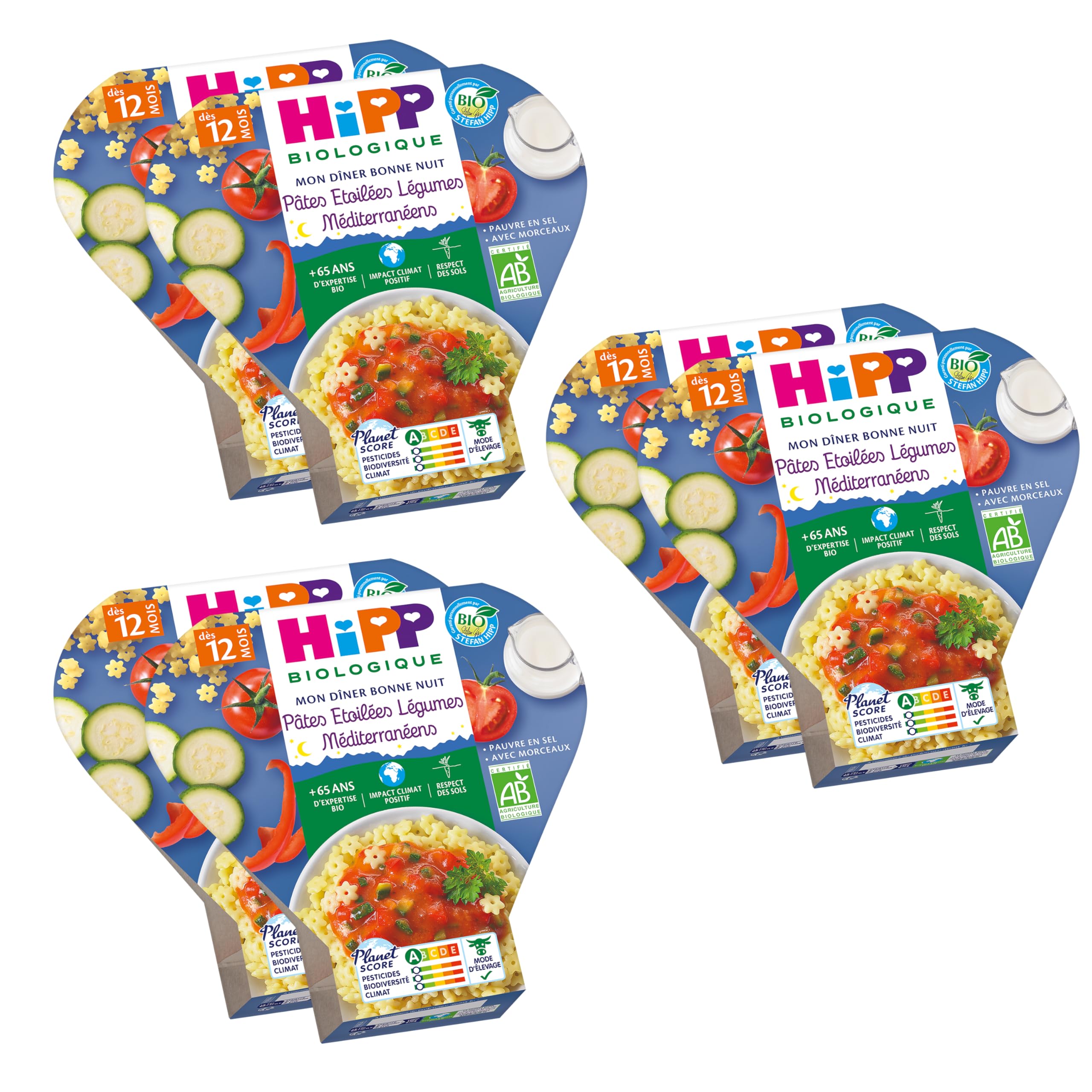 HiPP Biologique Pâtes Etoilées Légumes Méditerranéens dès 12 mois - 6 assiettes de 230g
