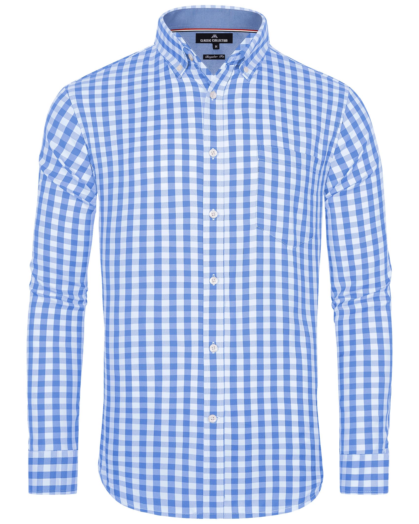 J.VER Herren Hemd Trachtenhemd Oktoberfest Kariertes Shirt Langarm Button Down Freizeithemd Regular Fit Karohemd mit Tasche