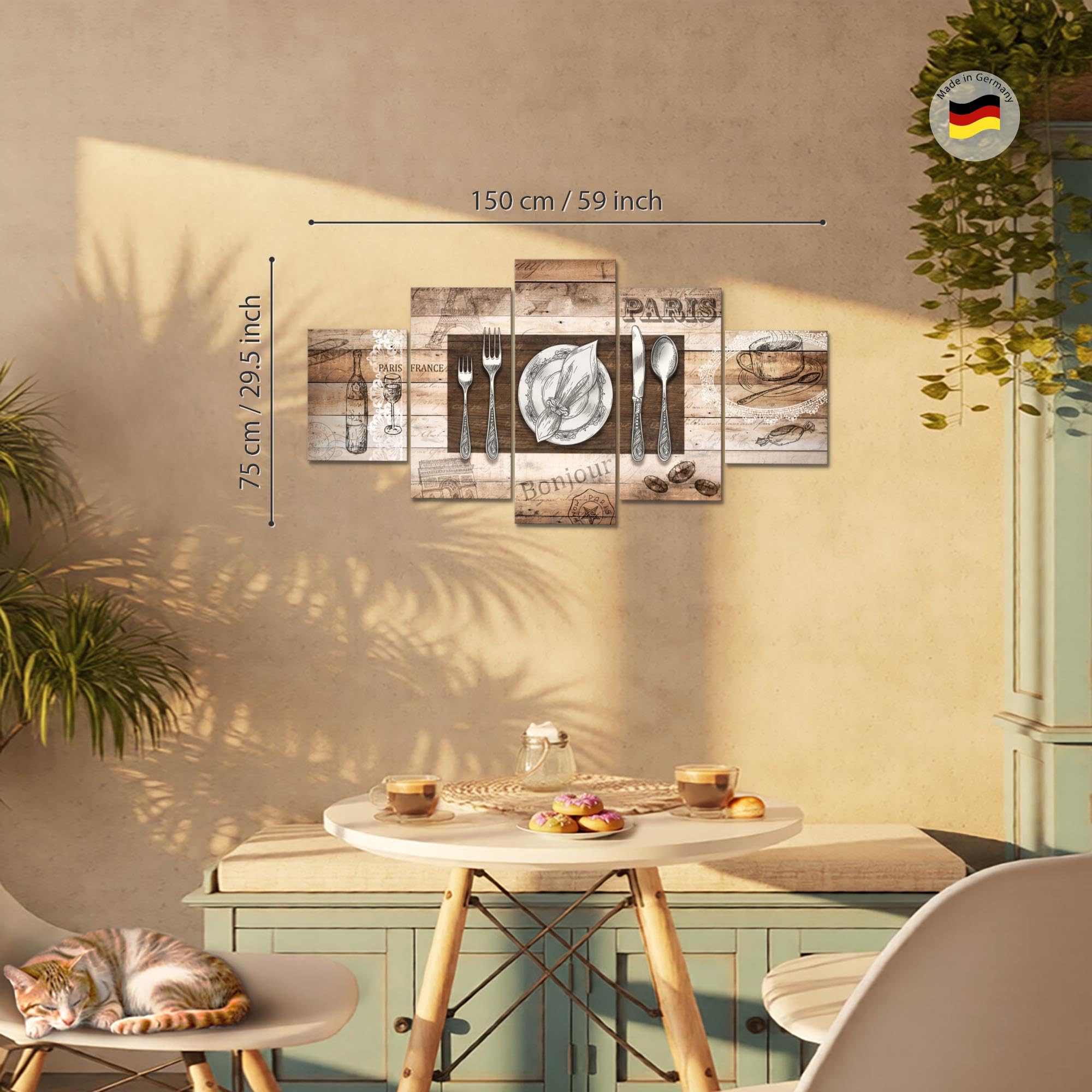 Runa Art Résumé De La Cuisine Tableau Murale Impression sur Toile Intissee 5 parties café Brun beige Chambre Salle 038153a