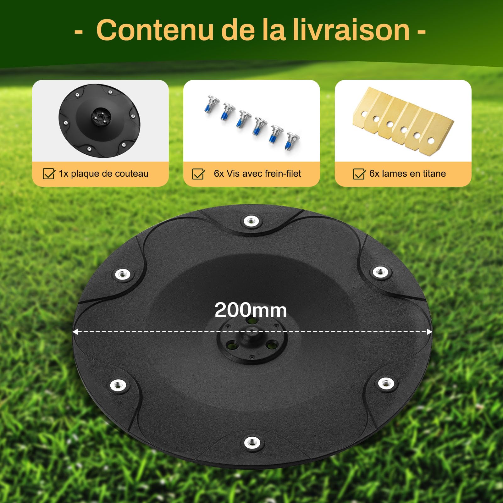 【Coupe Plus Efficace】 Disque de Lames + 6 Pièces Compatibles avec Gardena Sileno Life, Sileno, Sileno Plus, R100li R130li R160li, Disque de Lames pour Tondeuse Robotisée