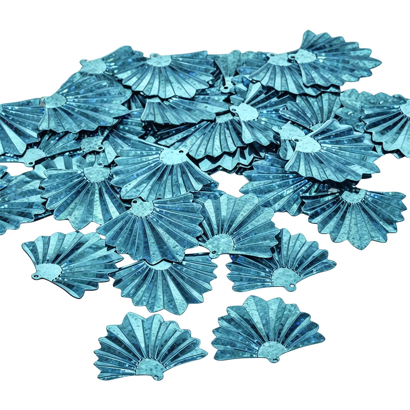 Mekalero Colorful Reflective Fan Shape Sequins Pack of 500G 35X37MM PVC Sequins with Hole for Sewing and Costume Embellishment Costume Embellishments