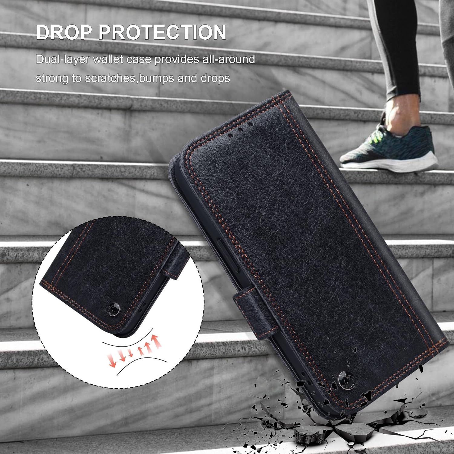 Wallet Case for Samsung Galaxy S25 2025 / S24 2024 6.2" with RFID Blocking Credit Card Holder, PU Leather Folio Flip Kickstand Protective Cover Women Men for Galaxy S25 Phone Case - Black - Image 4