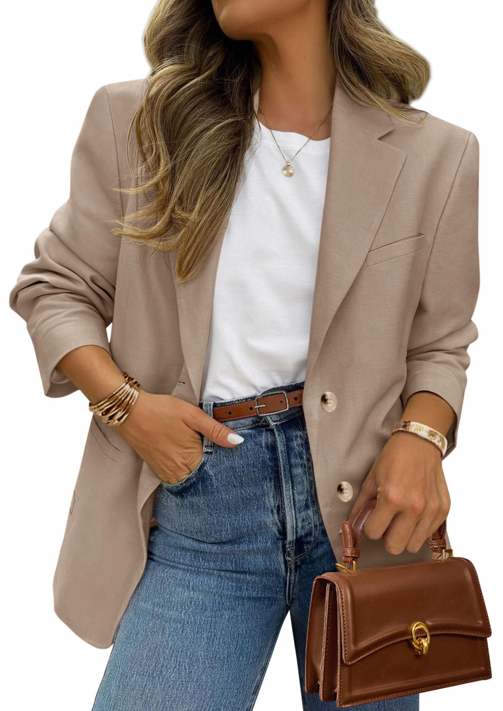 2026 Blazers for Women Business Casual Long Sleeve Lapel Open Front Suit Jacket Work Blazer with Pockets-image-26