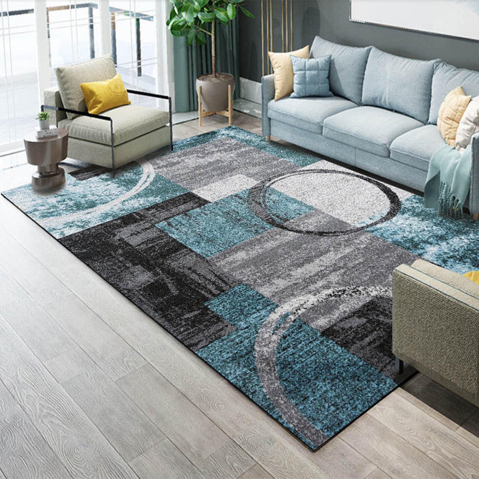 Tappeto 90X150 Nero Blu Tappeto Salotto Moderno,Tappeti Camera Da Letto Antiscivolo,Tappeto Pelo Corto,Tappeto Grande Per La Decorazione Domestica
