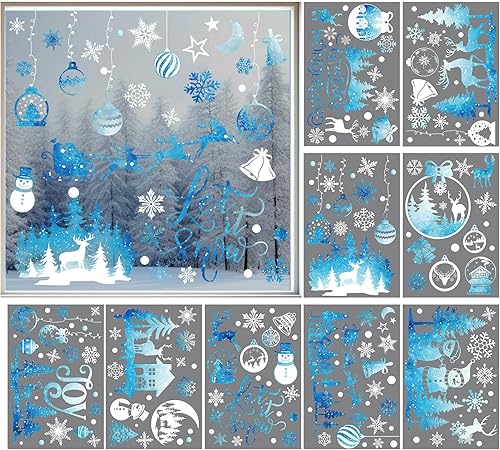 Miniatura 1 de 172 calcomanías de Navidad con diseño de copo de nieve para ventana, diseño de país de las maravillas, diseño de renos, muñeco de nieve, para