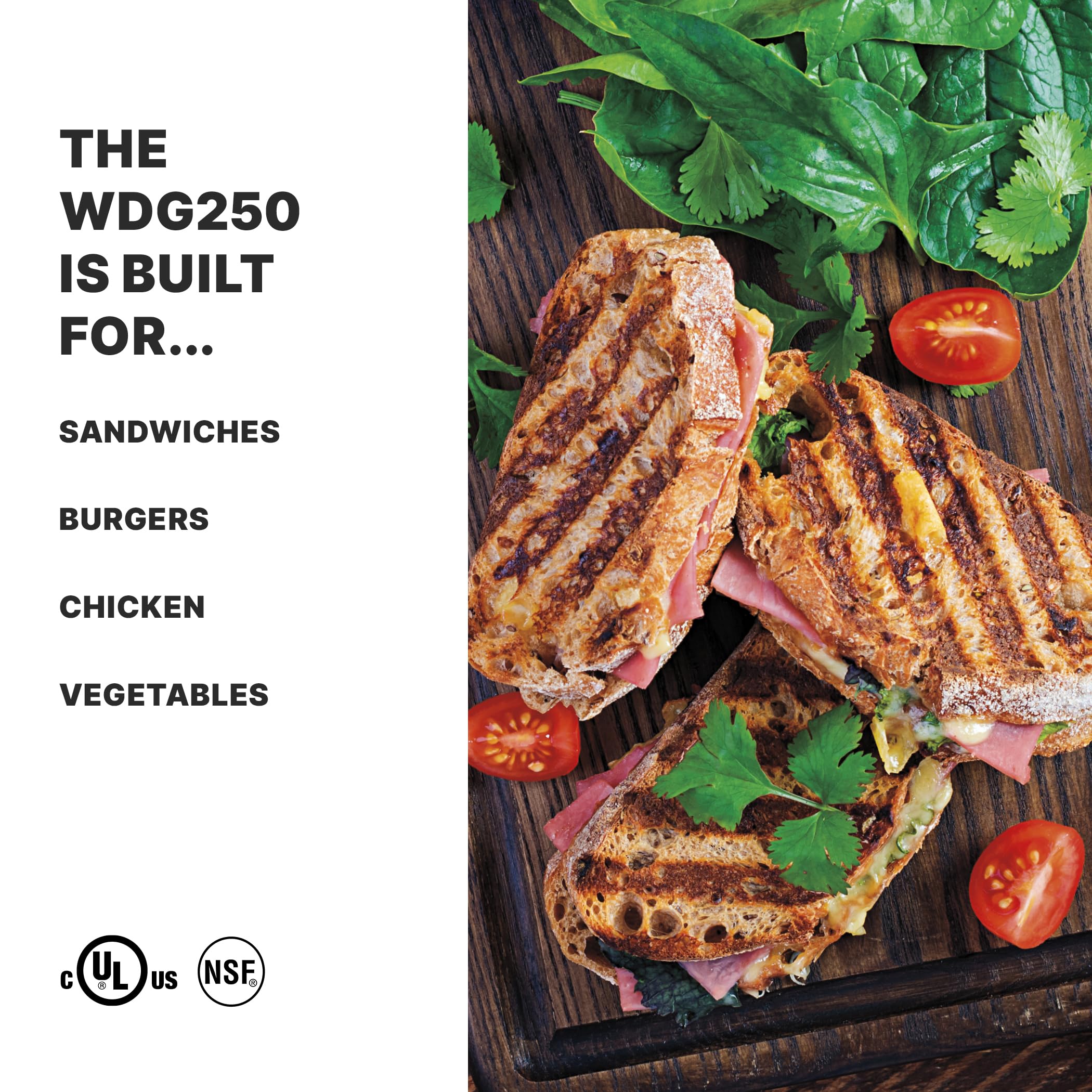 Waring Panini Press with 14.5 x 11 Cooking Surface & Ribbed & Flat Plates | Ribbed & Flat Cast Iron Plates 14.5 x 11 Cooking Surface 570F Adjustable Thermostat 120V product thumbnail 3