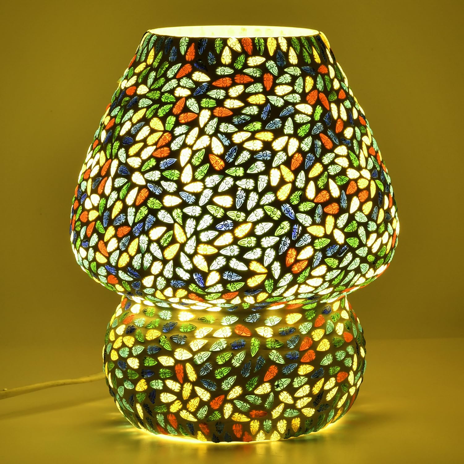 Marrakesch dekoracyjna lampa stołowa w stylu boho lampka nocna 23 cm | dekoracyjna lampa stołowa E27 do salonu, sypialni i pokoju dziecięcego | nowoczesna lampa stołowa Aubina -4 - z mozaiki, oprawka