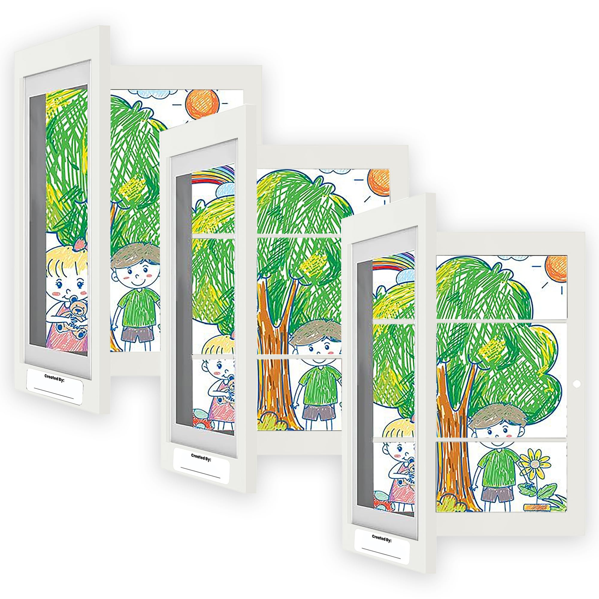 [Upgraded] 3-Pack Kids Artwork Frames changeable - Kids Art Frame, Kids Art Frames Holds 50 to 80 pcs, Wall Mounted & Self Standing Frame for Children Schoolwork, Home or Offices (White, 3-Pack & 8.5”x11”)