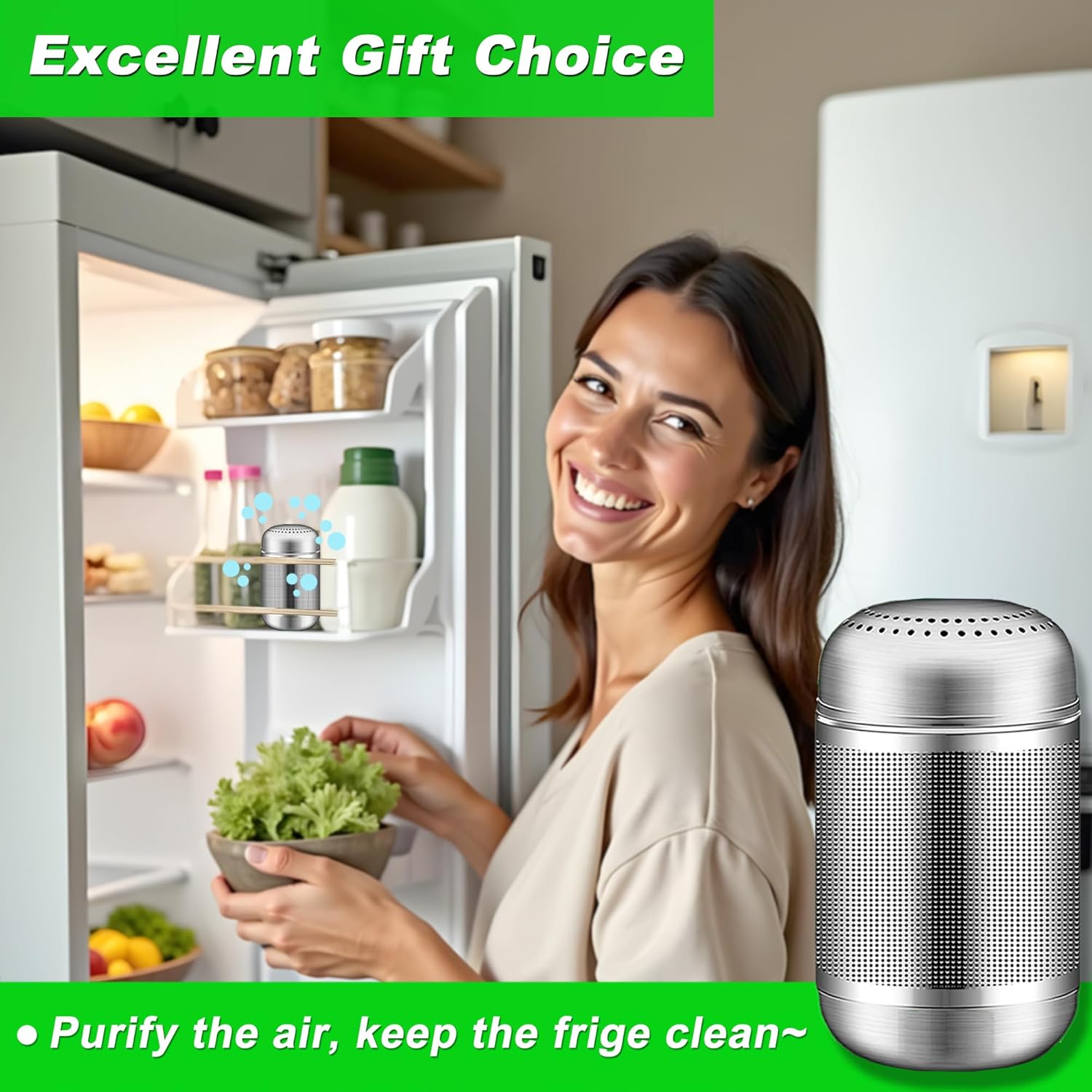 LeoTubeアップグレード冷蔵庫消臭剤、フレッシュ消臭キット、冷蔵庫消臭剤、冷蔵庫消臭剤、重曹、竹製空気清浄バッグには2つの効果が