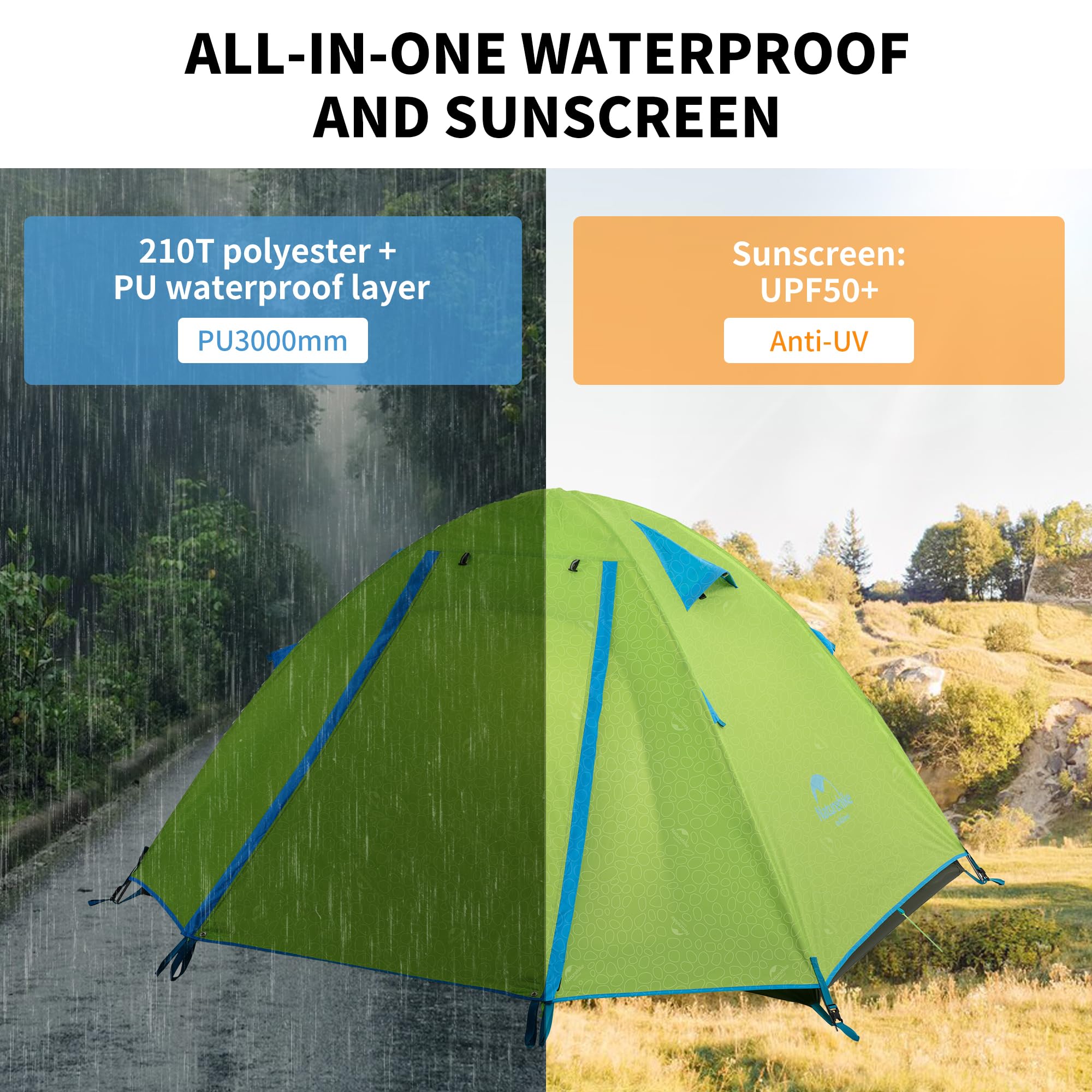 Naturehike Profi Series Namiot 2 Osoby Wodoodporny Ultra Lekki 3-4 Pory Roku PU3000mm 2.1kg Kompaktowy Camping Wspinaczka Rower Trekking