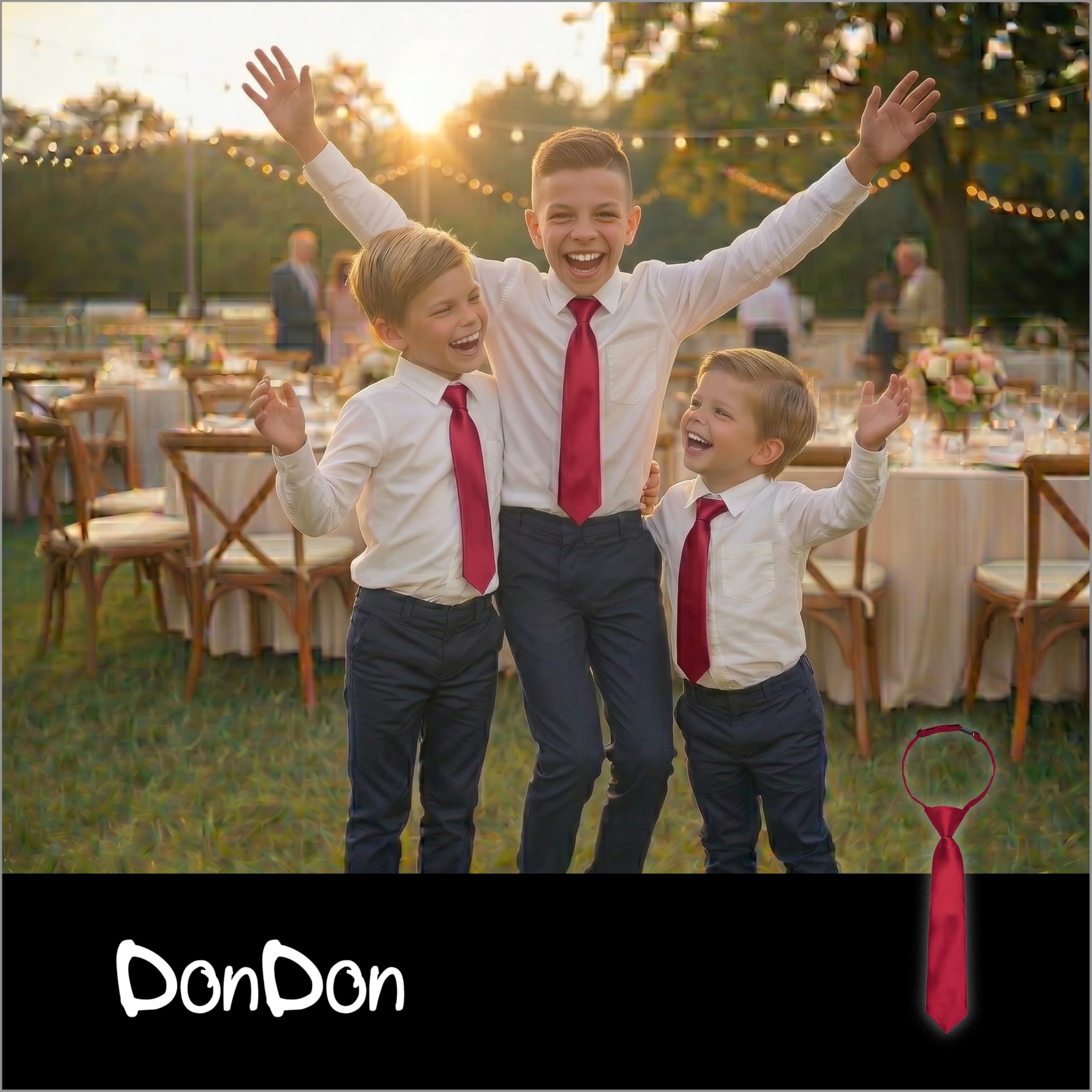 DonDon Corbata niño preatada y ajustable con clip 3 longitudes