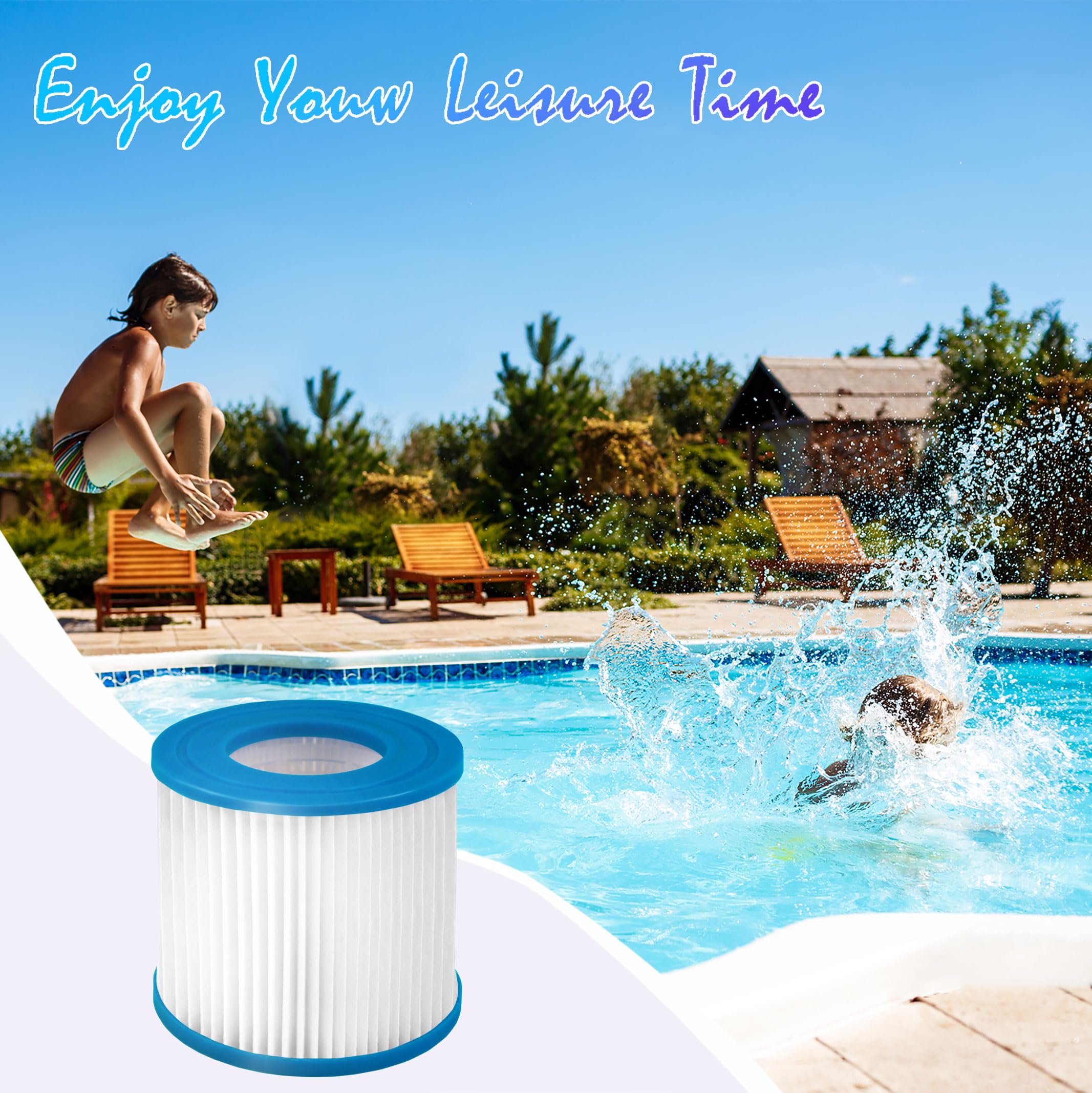Cartucce filtranti per Piscina Tipo D, per P57100102, P57000104 Filtro per Piscina VII, 95x108 mm Filtro di Ricambio di Lunga Durata per filtri per Piscina (6 PCS)