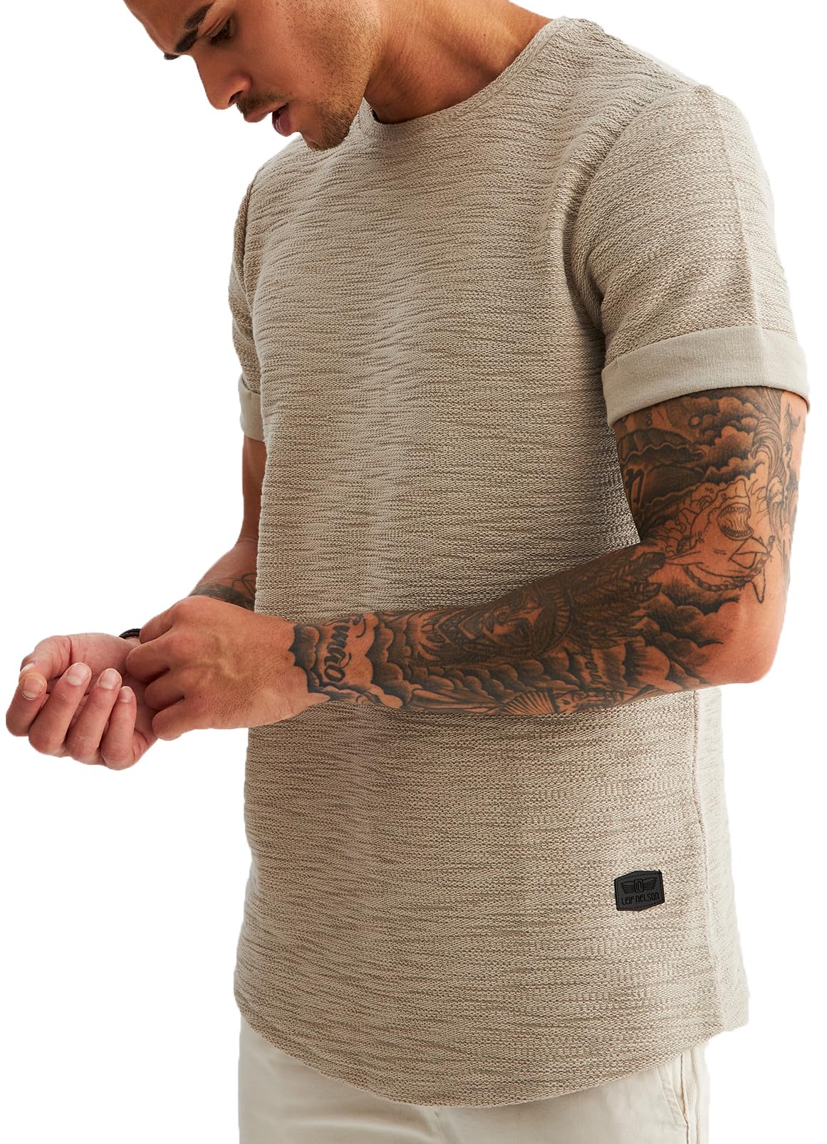 Leif Nelson men's summer t-shirt crew neck slim fit cotton proportion modern men's t-shirt crew neck hoodie sweatshirt short sleeve long LN6324