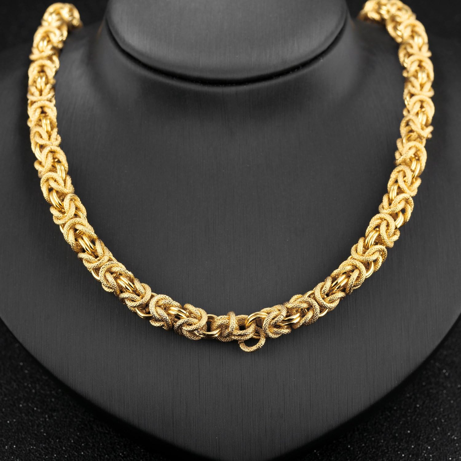 18k Gold Plated Chunky Byzantine Chain Necklace For Men Dragon Design Handmade Jewelry, 23.6 inch - Image 4