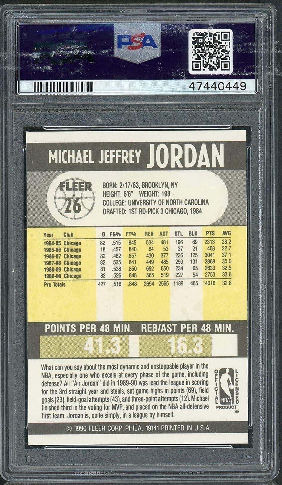 Amazon.com: 1990 Fleer Michael Jordan #26 – PSA 9 Graded