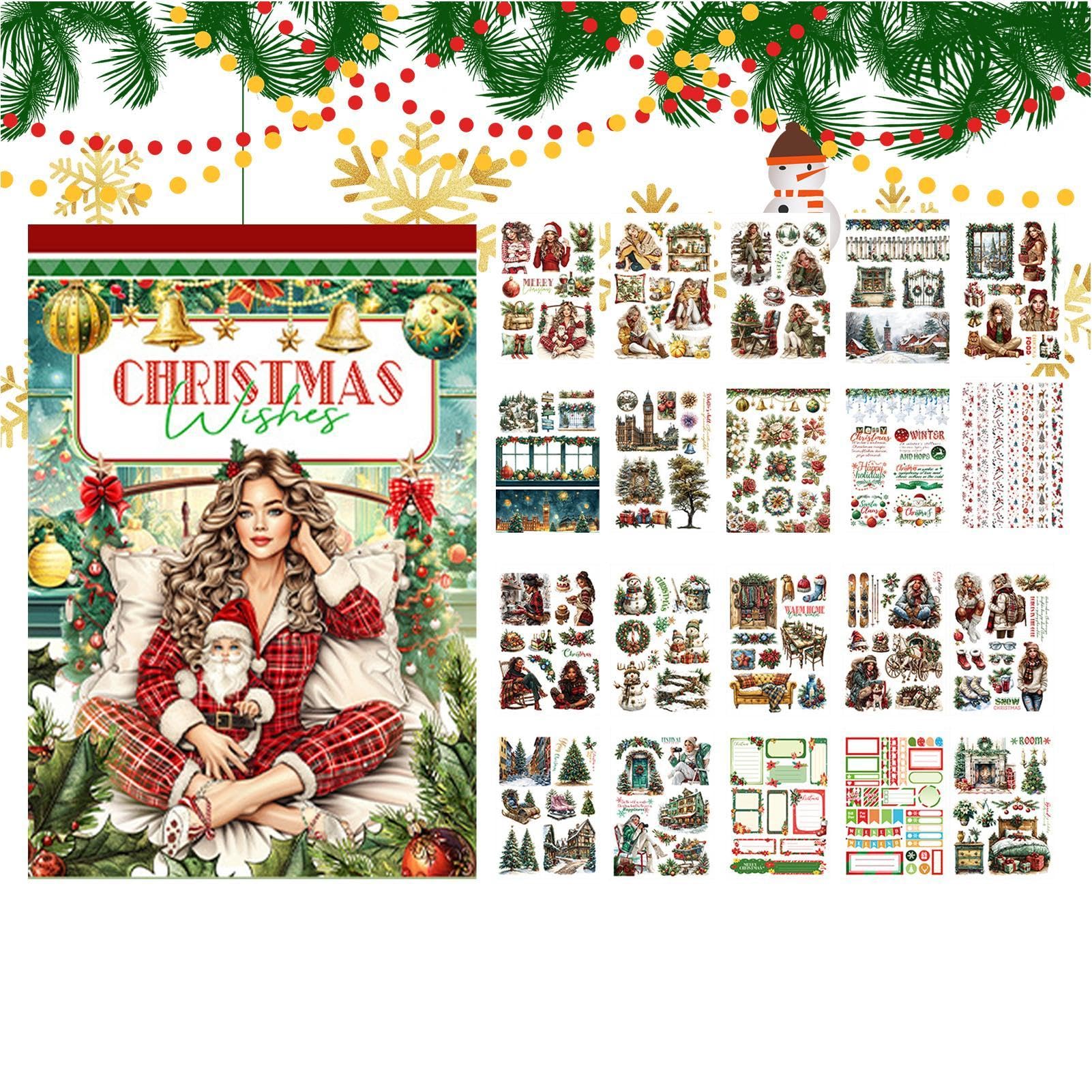 Autocollants livre de Noël scrapbooking : outil de bricolage vintage