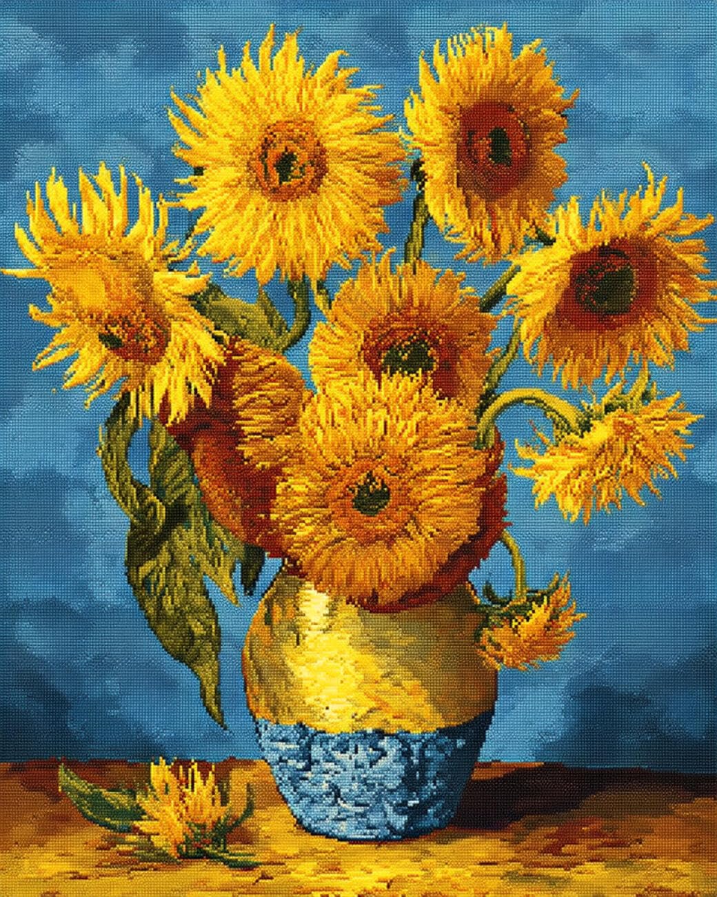 AMBATTERY Flowers DIY Bead Embroidery Kits Sunflower Oil Painting Bead Embroidery Kit for Adults Needlepoint Tapestry Set Beaded Stitching 60x80cm