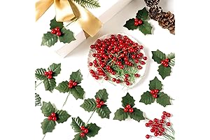 High-Quality Artificial Holly Berries with Lifelike Leaves