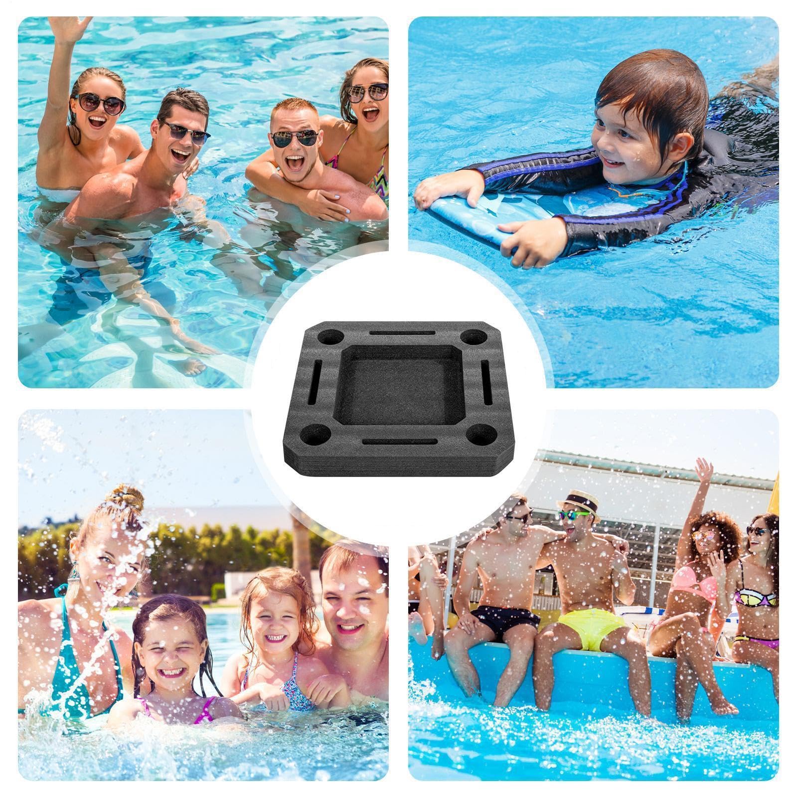Pool Schwimmendes Tablett mit Fach, 50x50x6CM Schwimmend Getränkehalter | Stabiler Kippsicherer, Große Kapazität, Tragbarer Wasserdichter Schwimmend Pool Tisch, für Snacks, Getränke