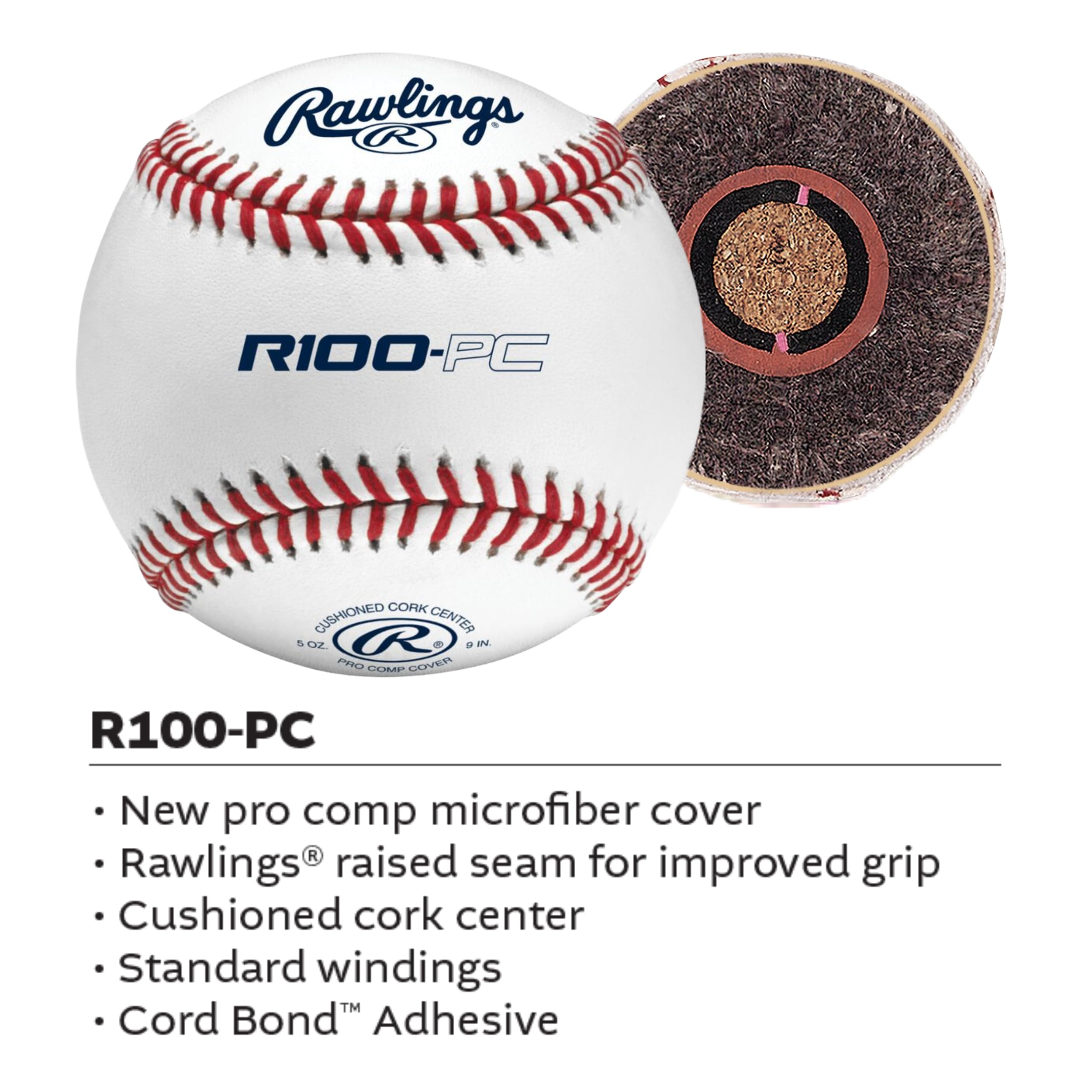 Rawlings Pro Comp Practice - Pelotas de béisbol | Universidad/Escuela Secundaria/Viajes | Opciones de Costura Plana y elevada | 12 Unidades