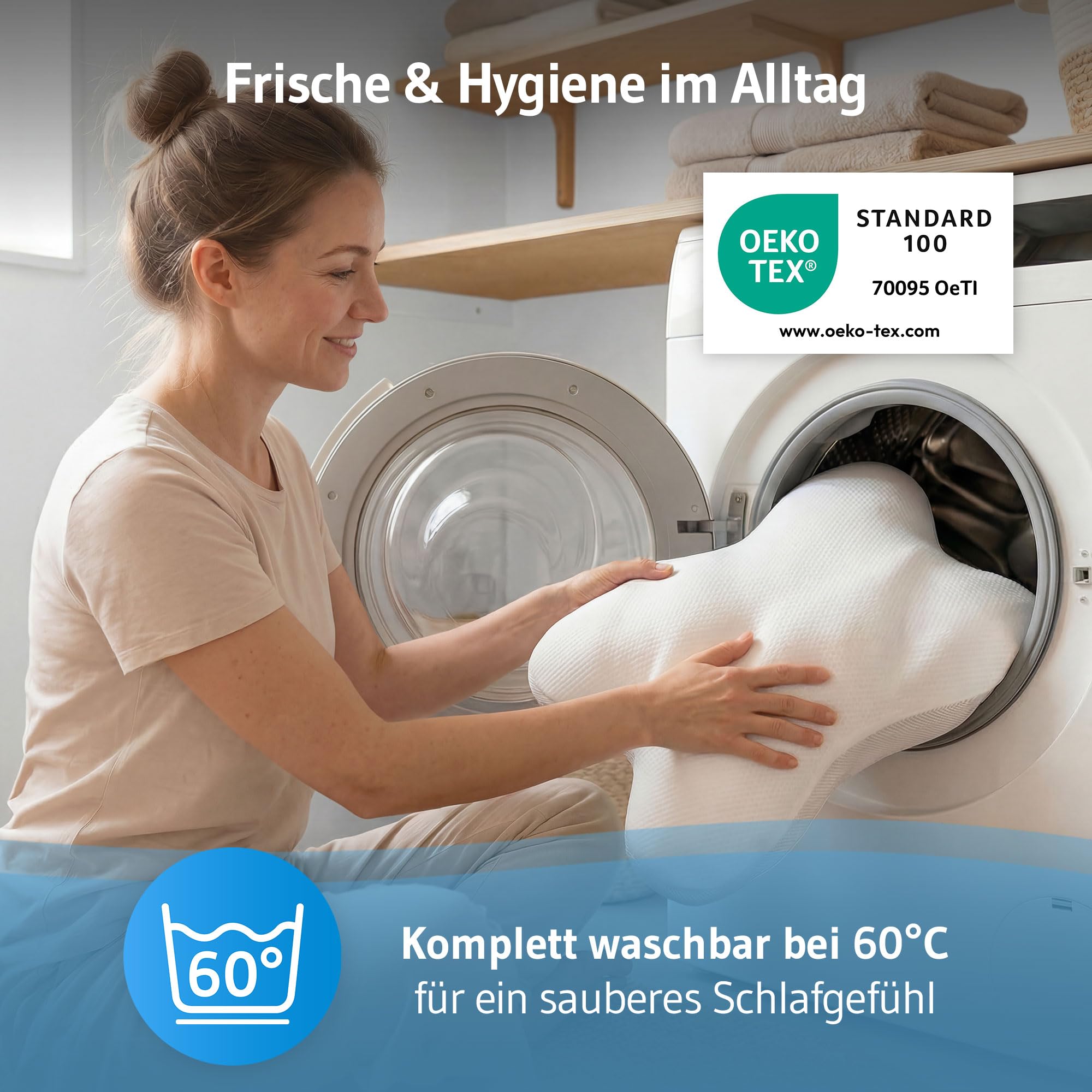 Third of Life Almohada Mariposa Ajustable en Altura para Dormir de Lado, cómoda y ergonómica, con Relleno Suave de Fibras Huecas y Tejido Transpirable con Mesh, fácil de Lavar, Hecha en Europa